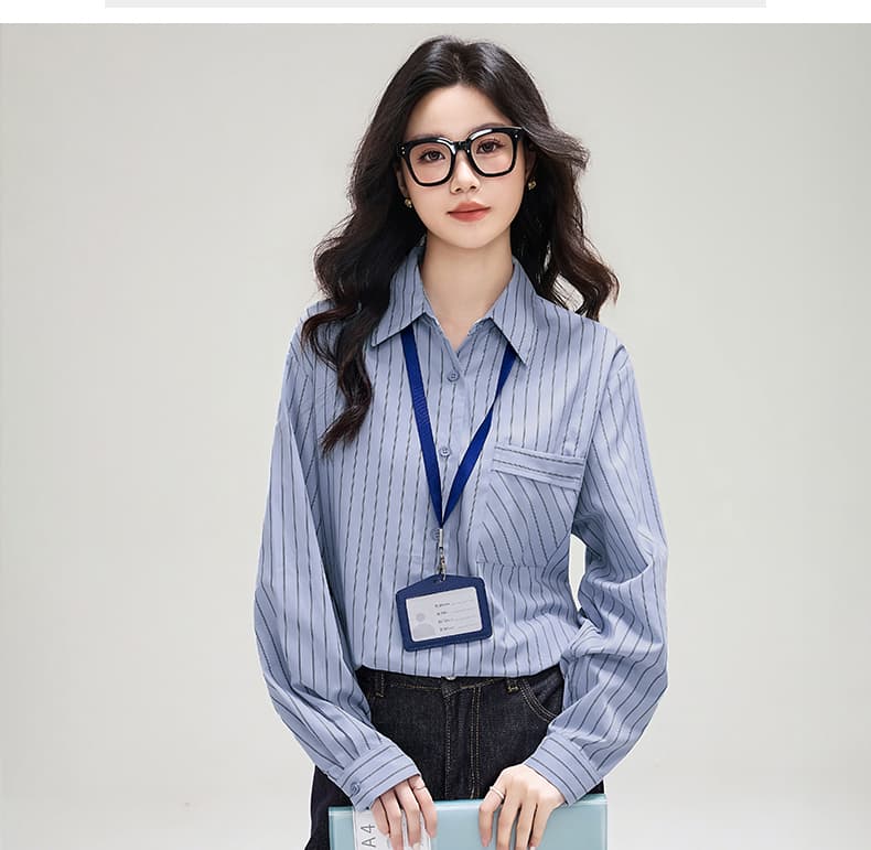 실사 플러시 센스 스트라이프 막대기 가방 셔츠 봄 새로운 디자인 센스 루즈핏 캐주얼 긴팔 셔츠 상세 이미지 14