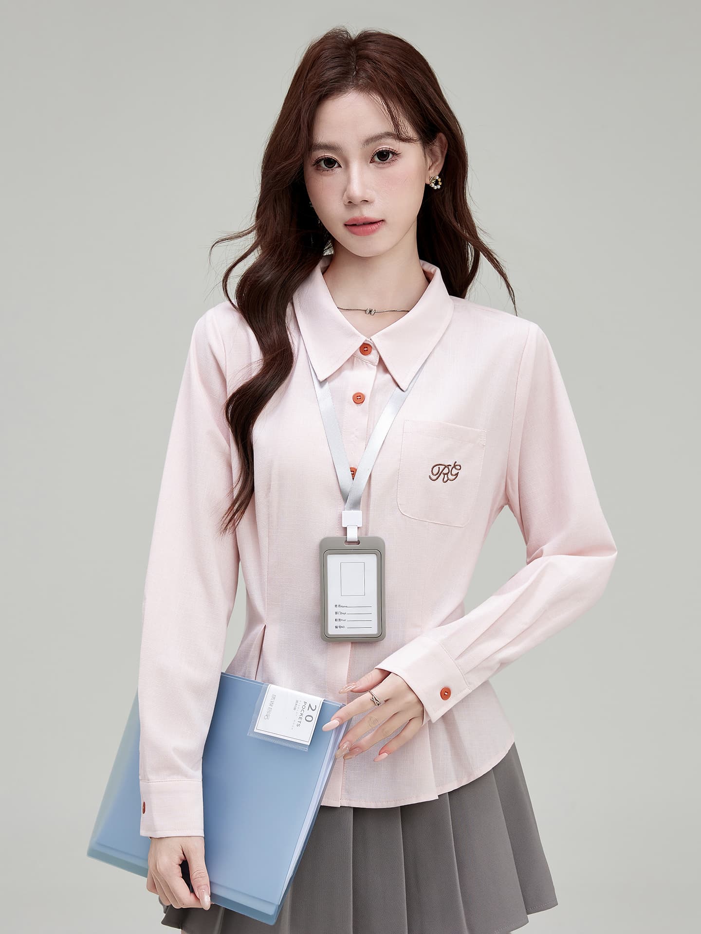실사 2026 여성 셔츠 가을 슬림해 보이는 허리 수축 품격 여성 의류 신선함 출퇴근 긴팔 맨위 이미지 2