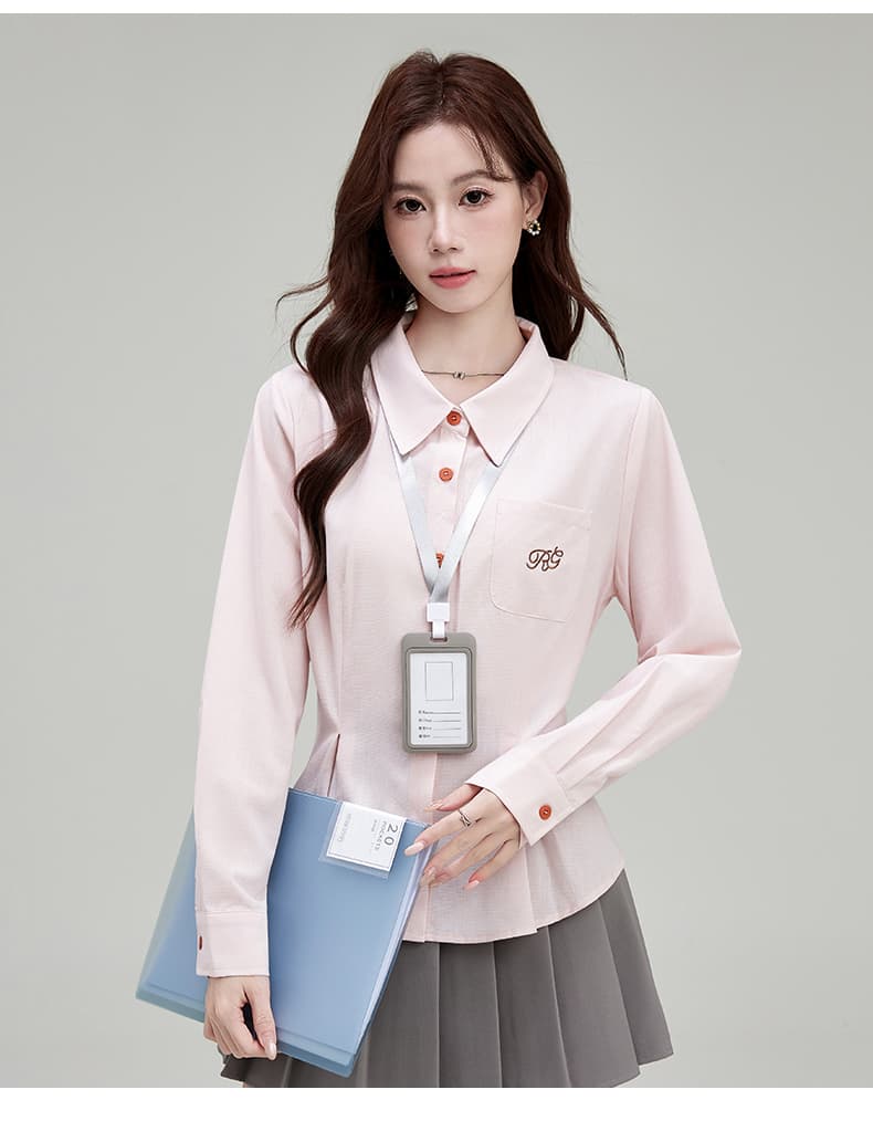 실사 2026 여성 셔츠 가을 슬림해 보이는 허리 수축 품격 여성 의류 신선함 출퇴근 긴팔 맨위 상세 이미지 16