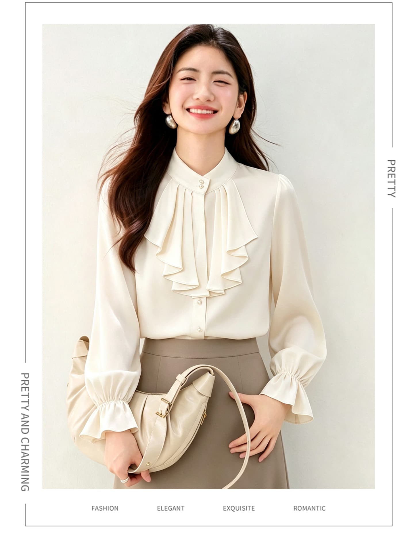 실사 품격 출퇴근 리본 칼라 쉬폰 셔츠 2026 새로운 여성 긴 소매 연령 감소 쉬폰 블라우스 맨위 상세 이미지 14