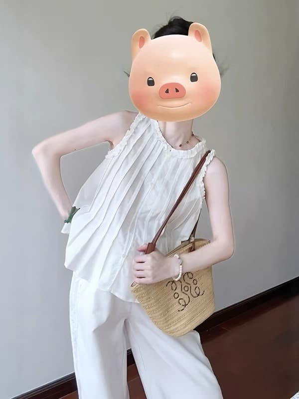 화이트 조끼 셔츠 맨위 여성 이미지 2