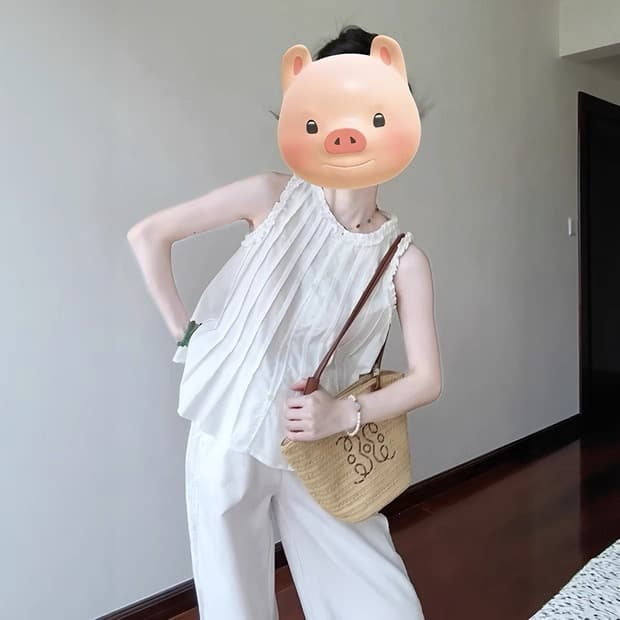 화이트 조끼 셔츠 맨위 여성 상세 이미지 9