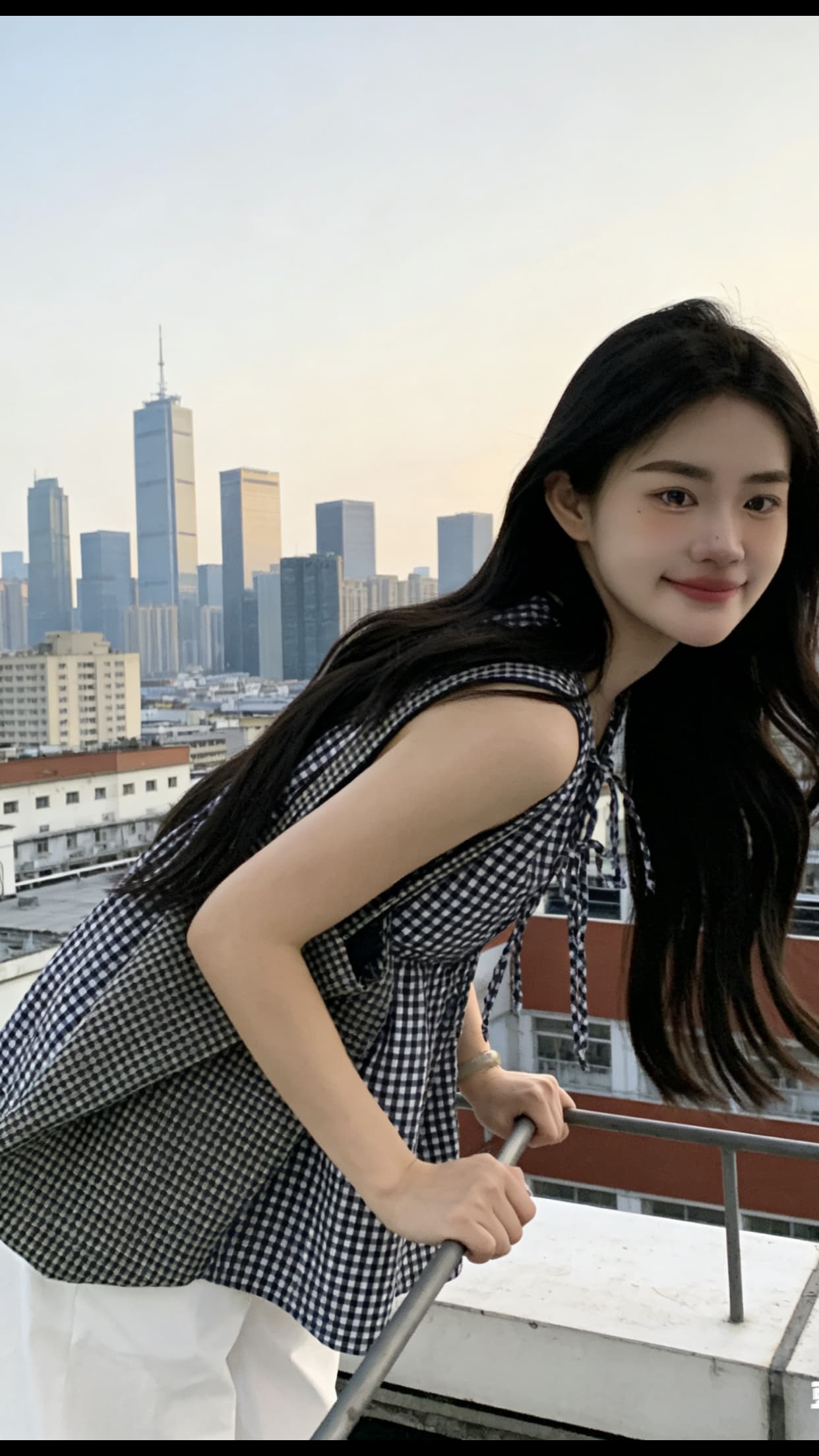 체크무늬 조끼 셔츠 맨위 여성 상세 이미지 8