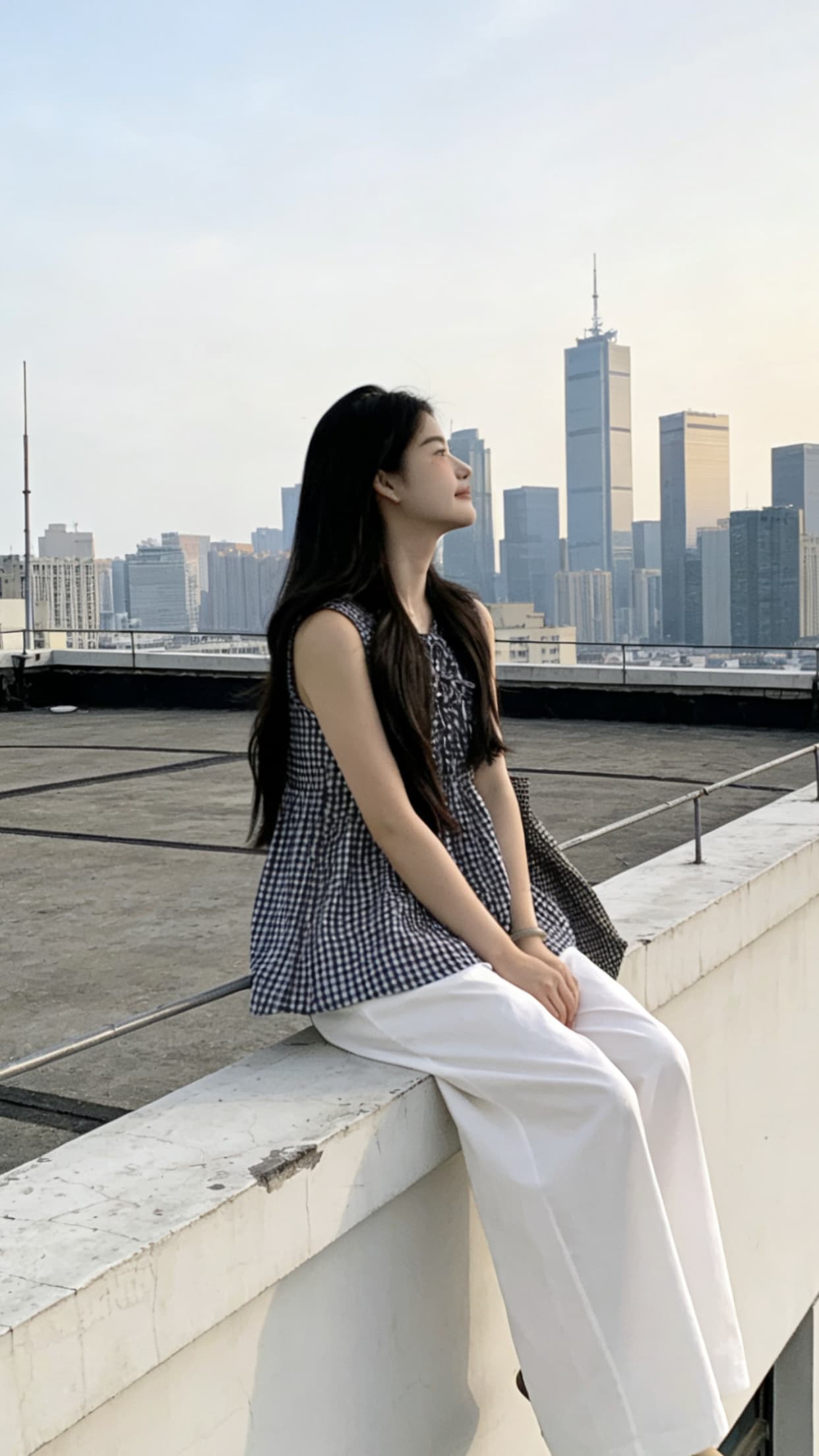 체크무늬 조끼 셔츠 맨위 여성 상세 이미지 9