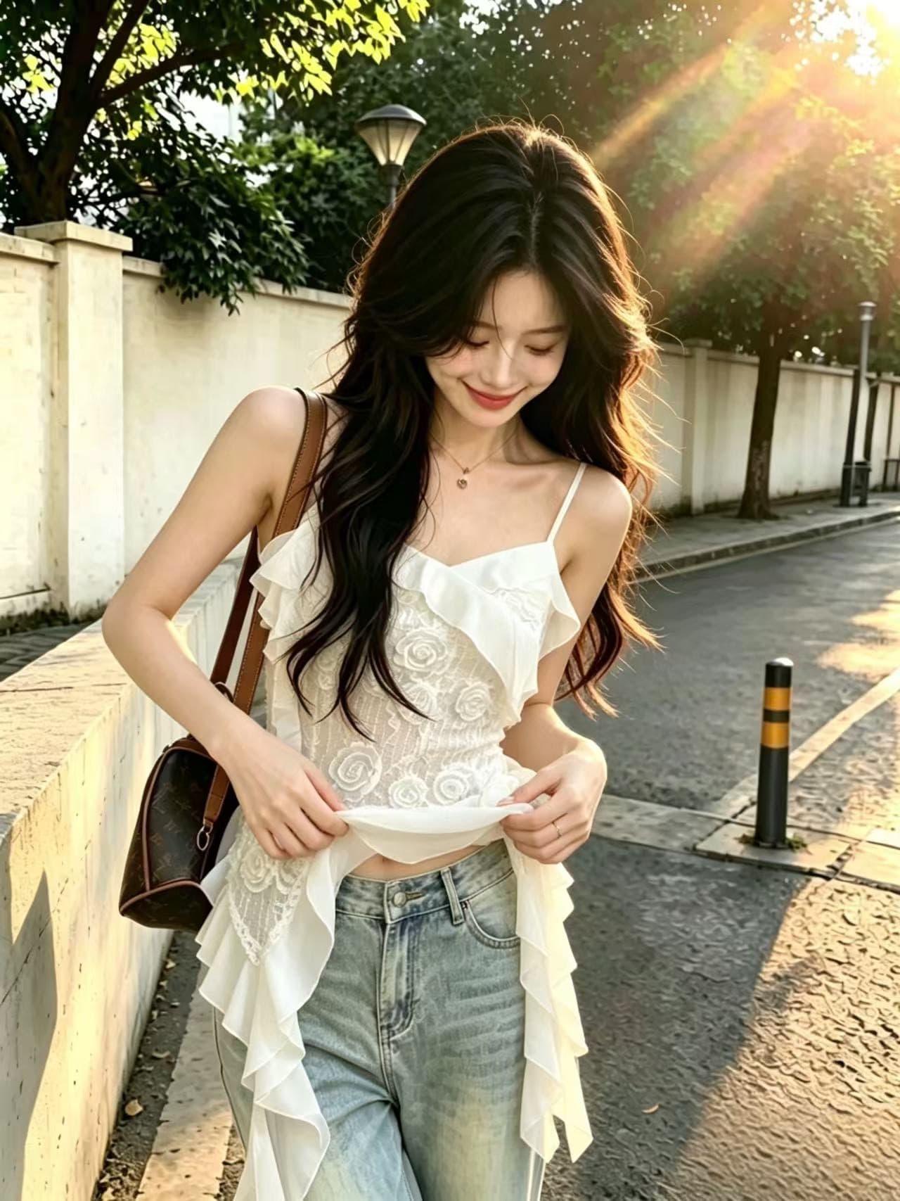 화이트 불규칙 슬립 맨위 여성 상세 이미지 4