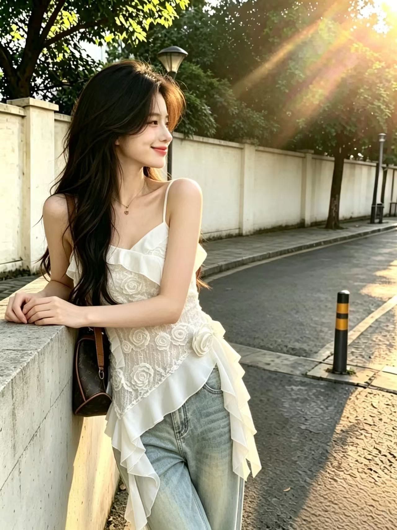 화이트 불규칙 슬립 맨위 여성 상세 이미지 7