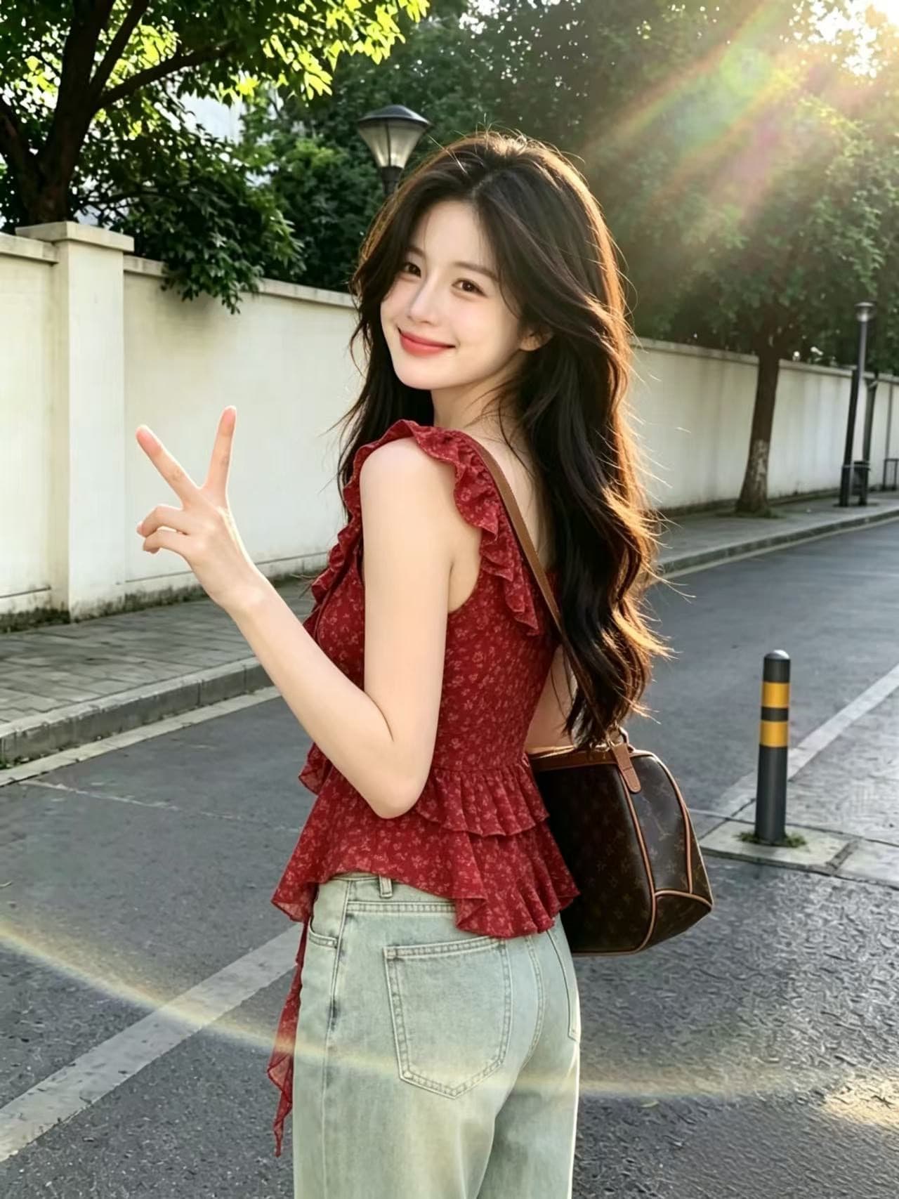 불규칙 꽃무늬 슬립 맨위 여성 이미지 4