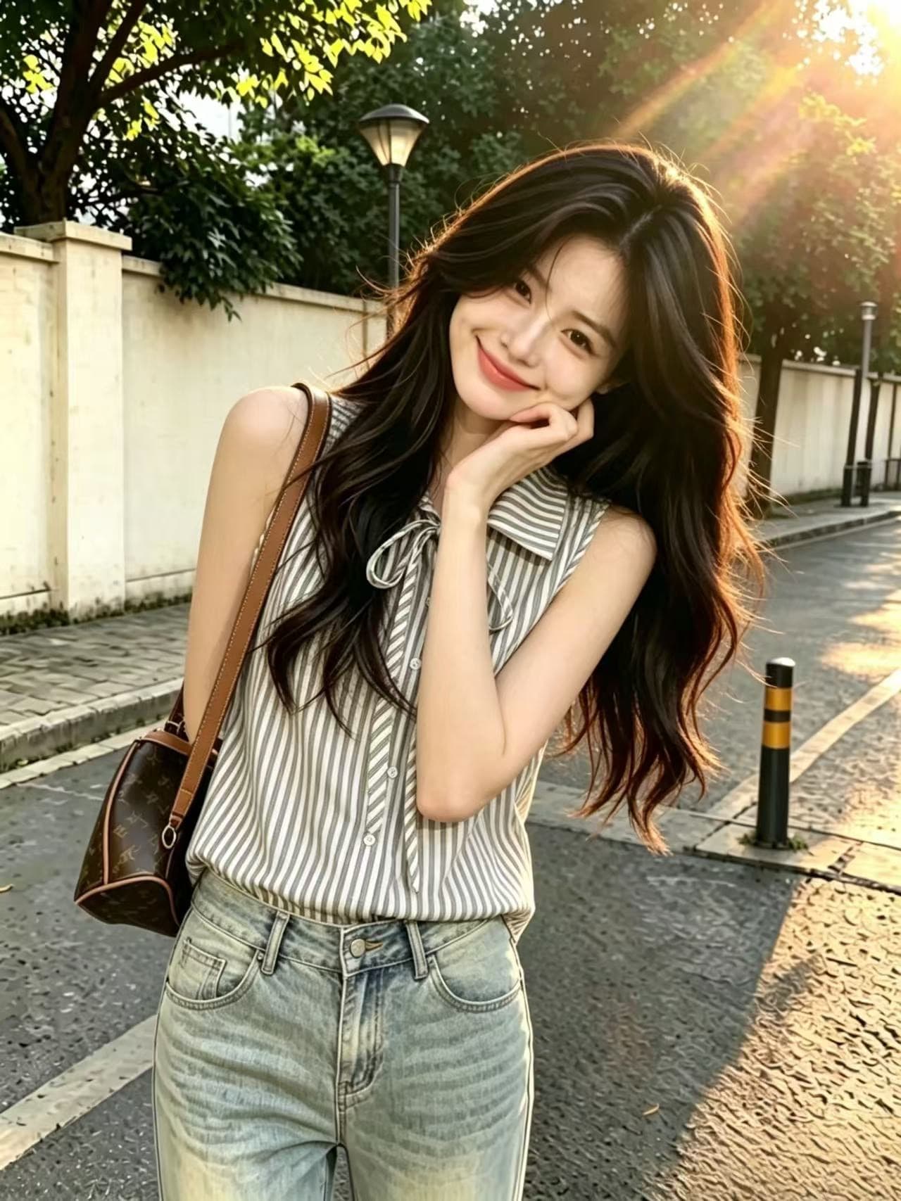 레이스업 나비 매듭 셔츠 맨위 여성 상세 이미지 6