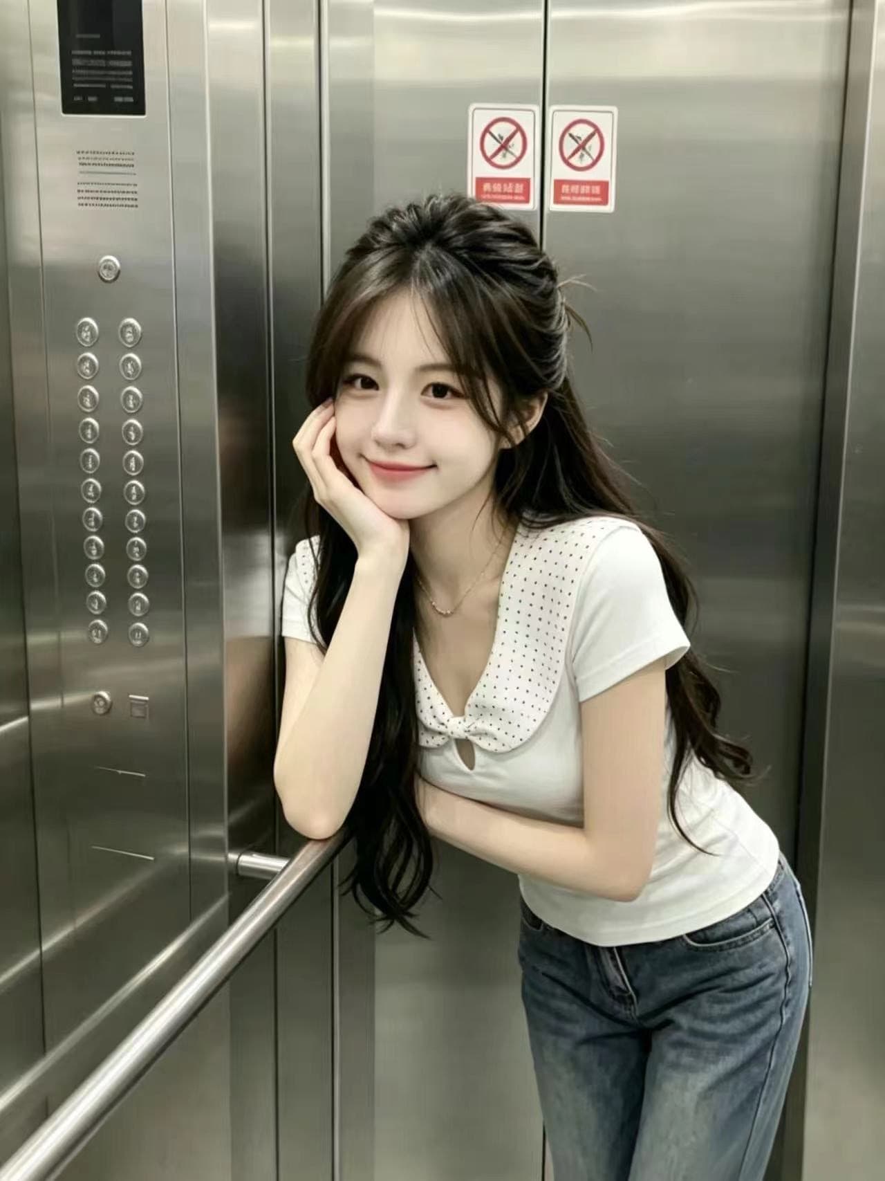 도트 무늬 베이비 칼라 맨위 여성 상세 이미지 4