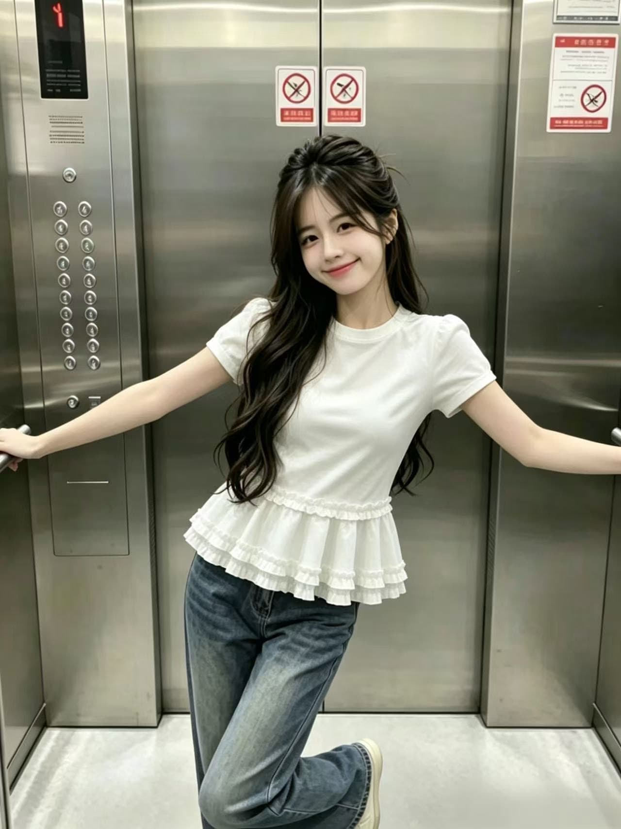 프릴 티셔츠 맨위 여성 상세 이미지 2