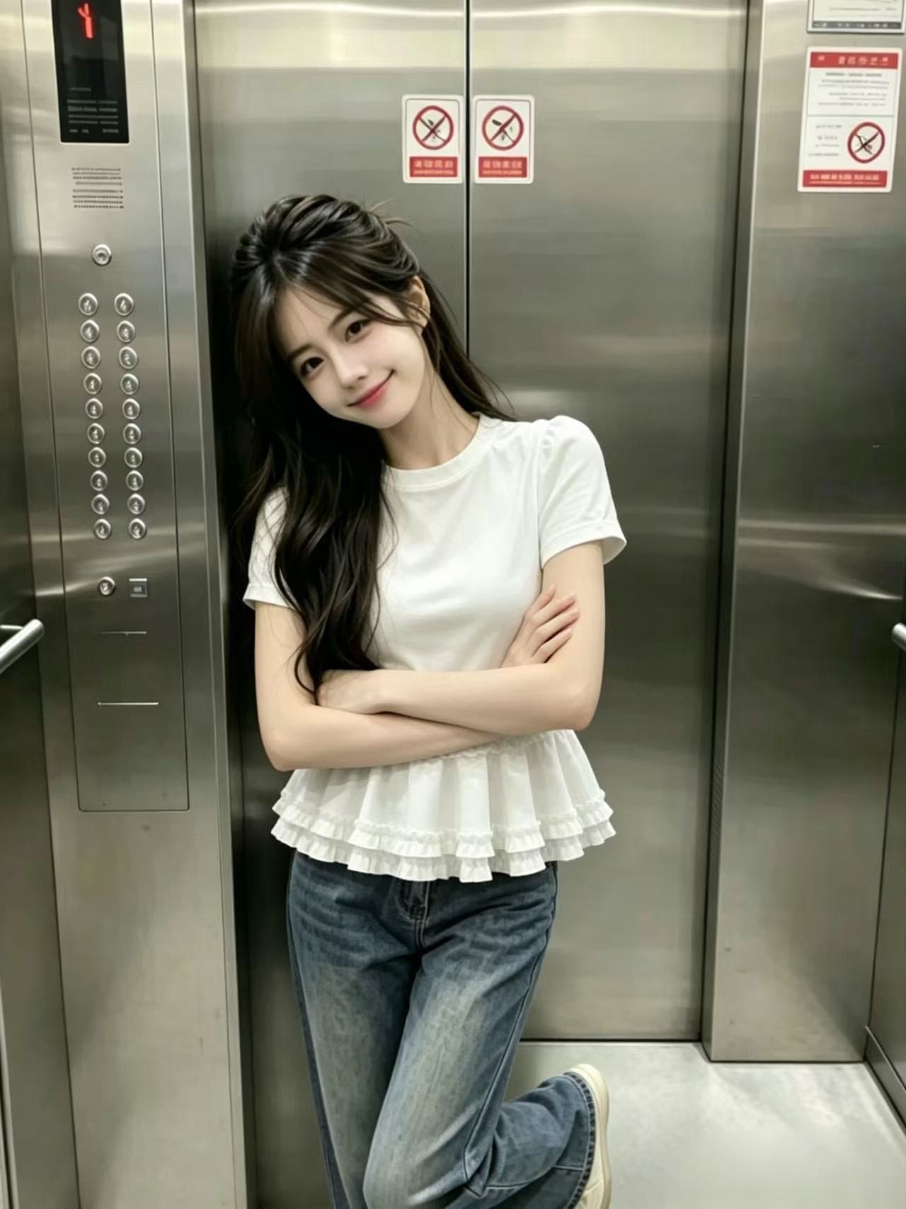 프릴 티셔츠 맨위 여성 상세 이미지 4