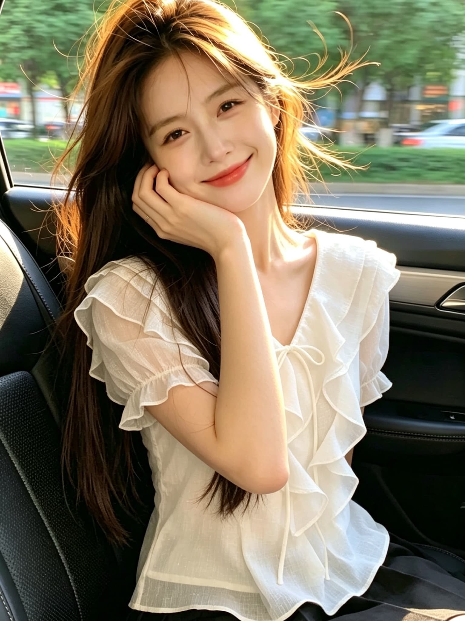 프릴 거품 소매 셔츠 맨위 여성 상세 이미지 2