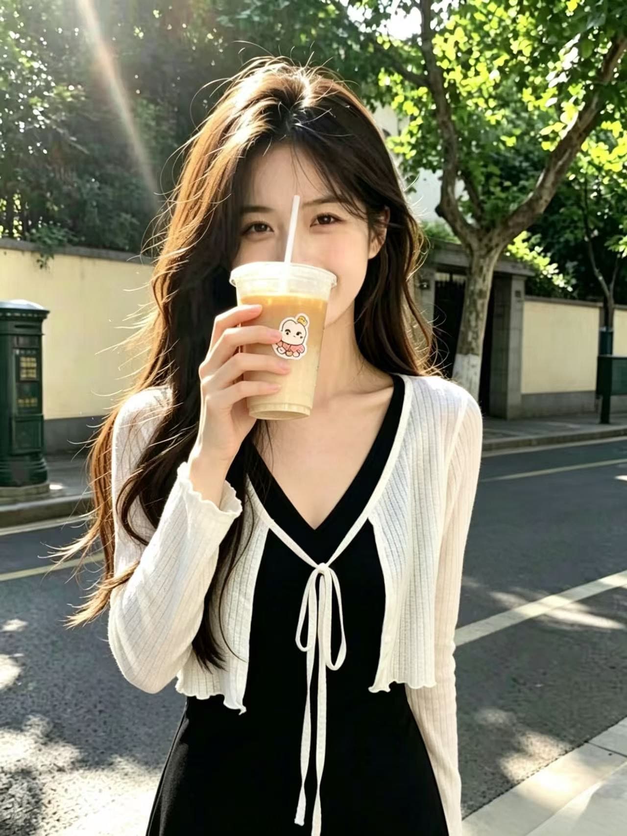 화이트 니트 자외선 차단 오픈 가디건 작은 숄 여성