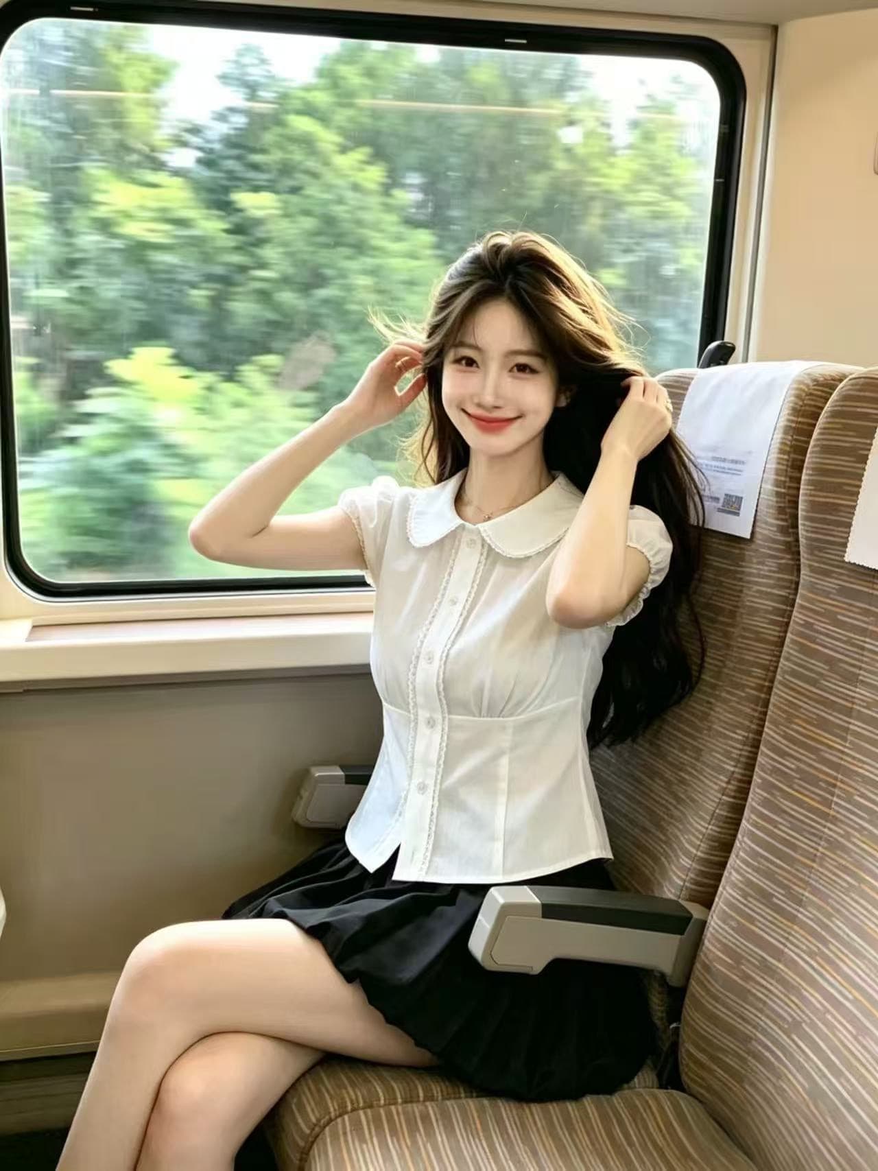 레이스 베이비 칼라 반팔 셔츠 맨위 여성 상세 이미지 10