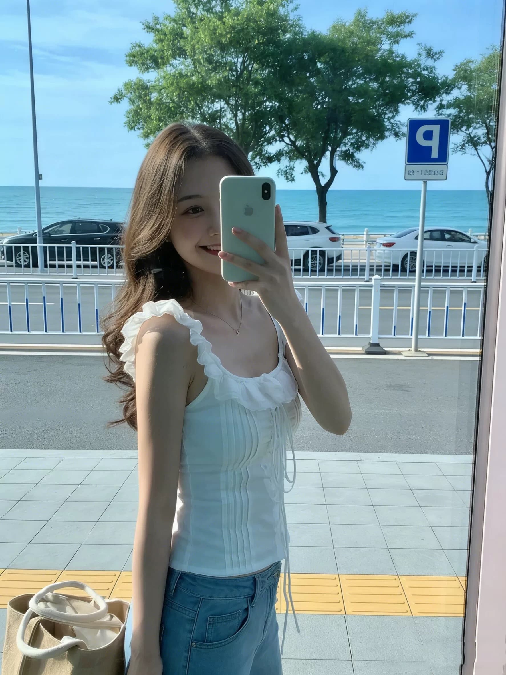 프릴 펌프 로프 레이스업 민소매 조끼 맨위 여성 이미지 2