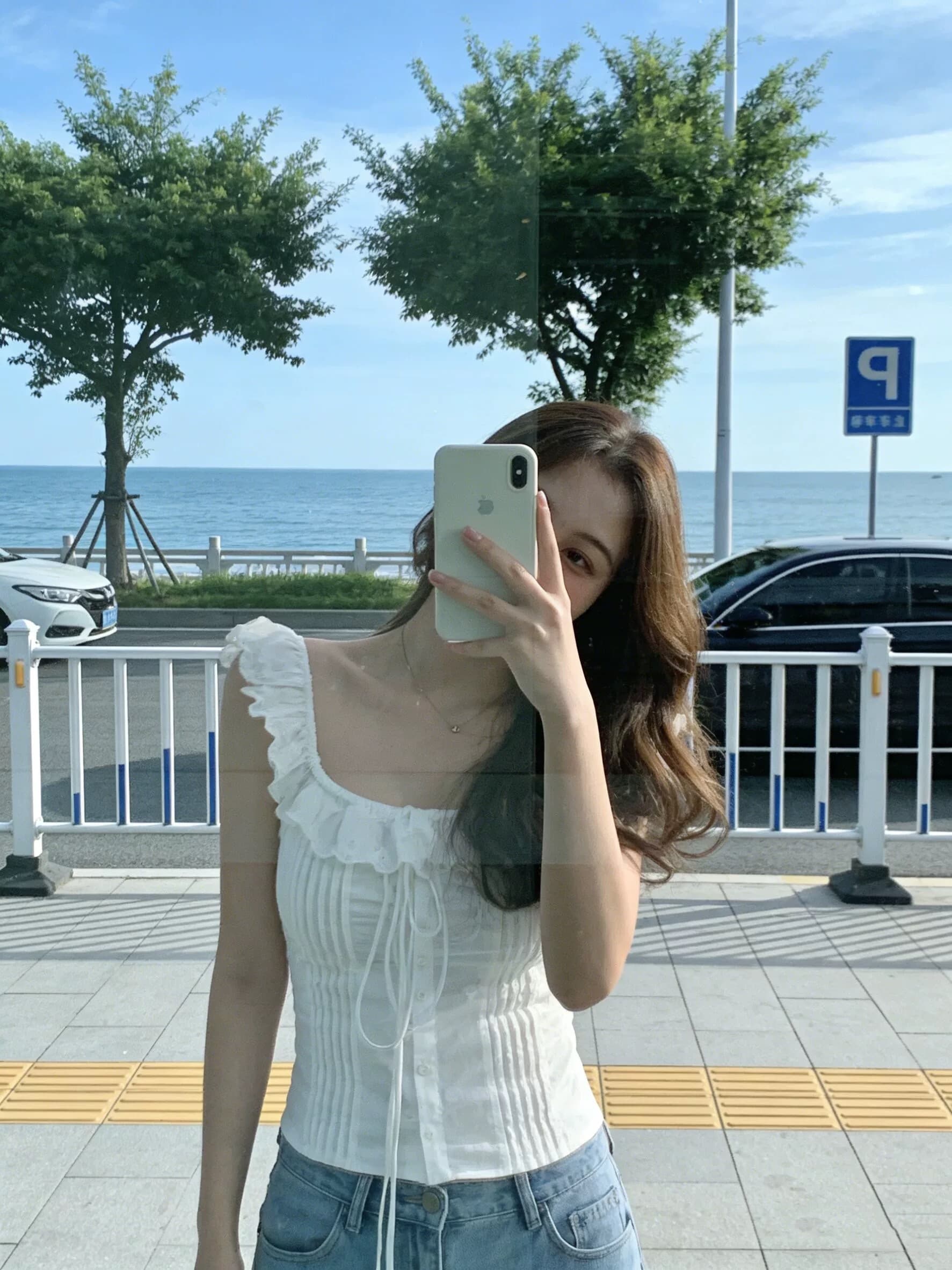 프릴 펌프 로프 레이스업 민소매 조끼 맨위 여성 상세 이미지 6