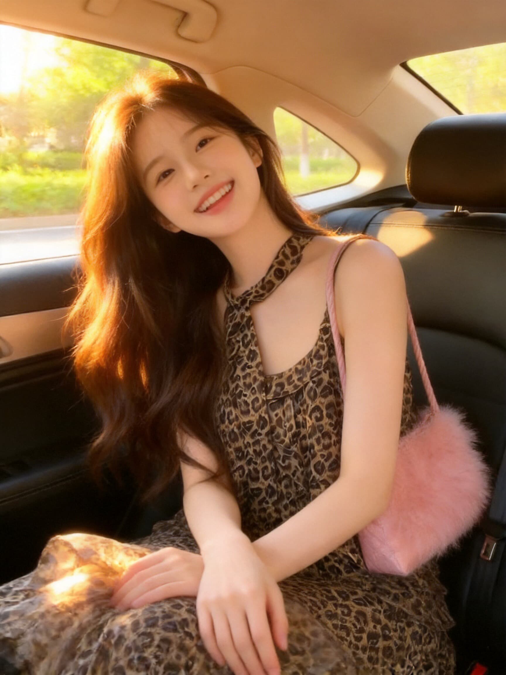 레오파드 무늬 리본 슬립 프릴 맨위 여성 상세 이미지 4