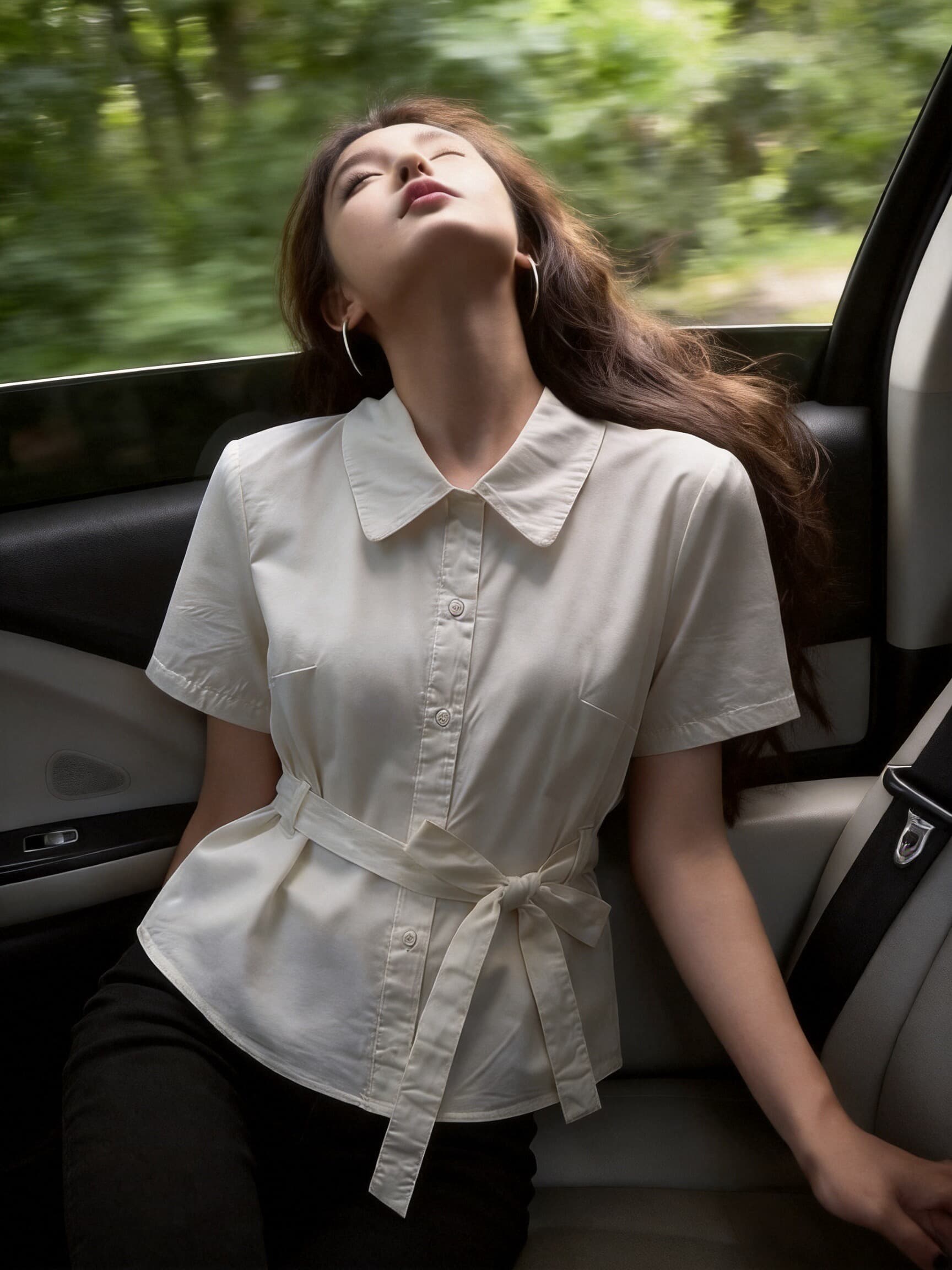 화이트 Chic 스트랩 셔츠 맨위 여성 상세 이미지 8