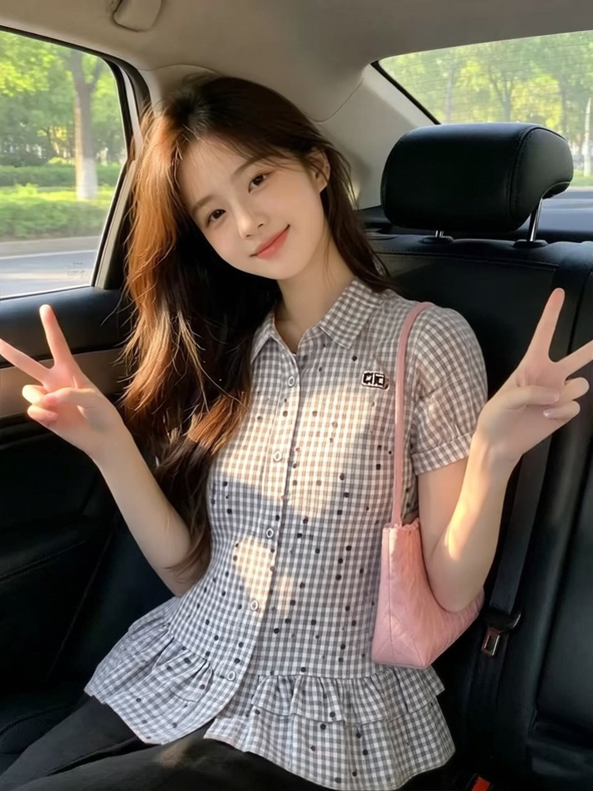 프릴 거품 소매 색상 도트 무늬 셔츠 맨위 여성 이미지 2