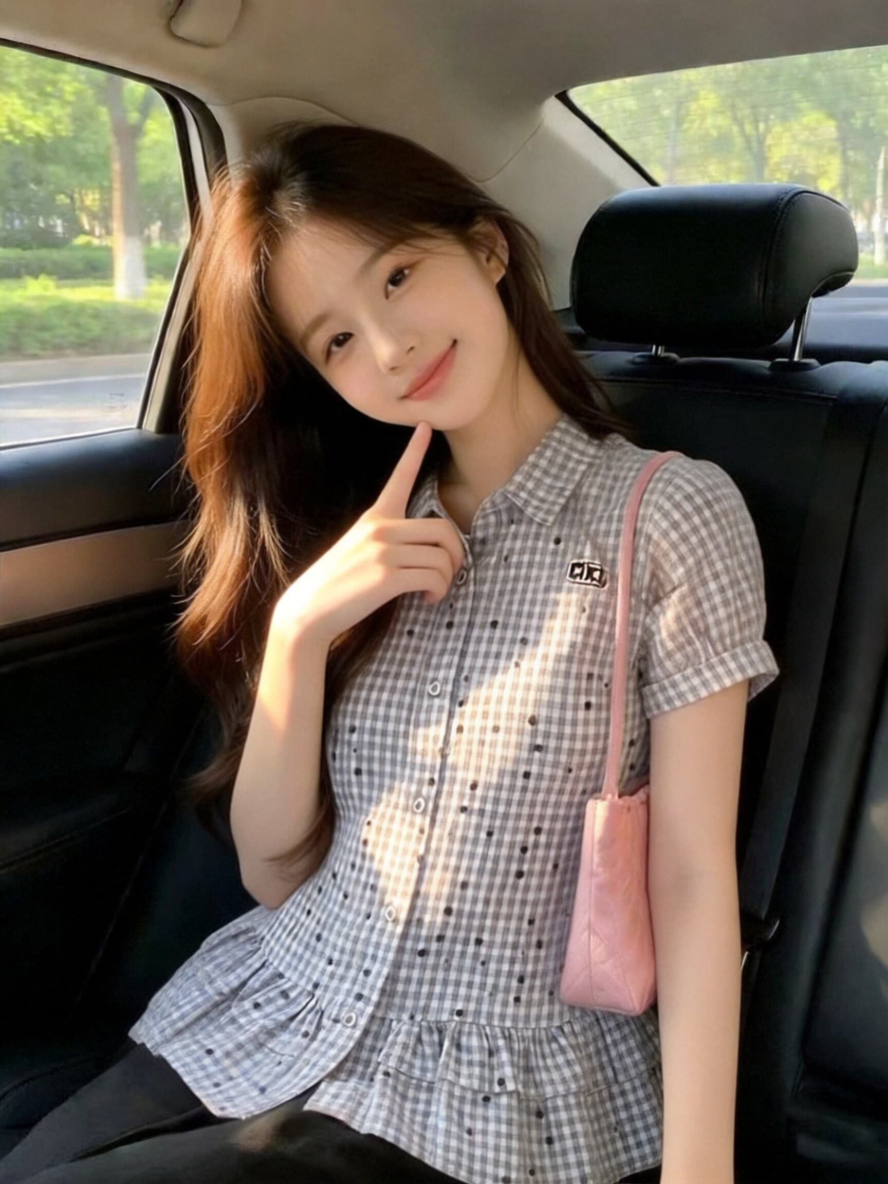 프릴 거품 소매 색상 도트 무늬 셔츠 맨위 여성 상세 이미지 3