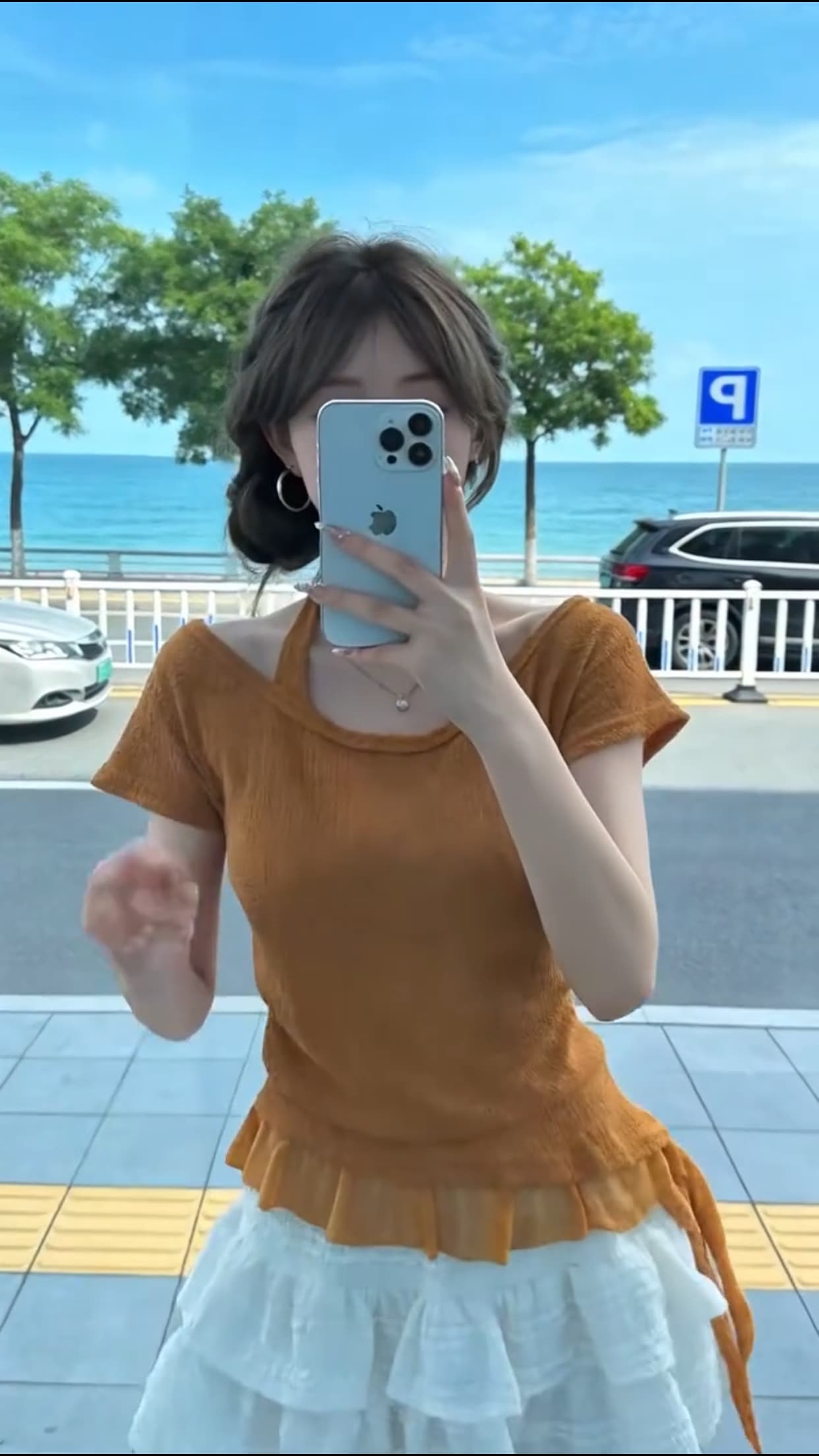 불규칙 패치워크 레이스 맨위 여성 상세 이미지 2