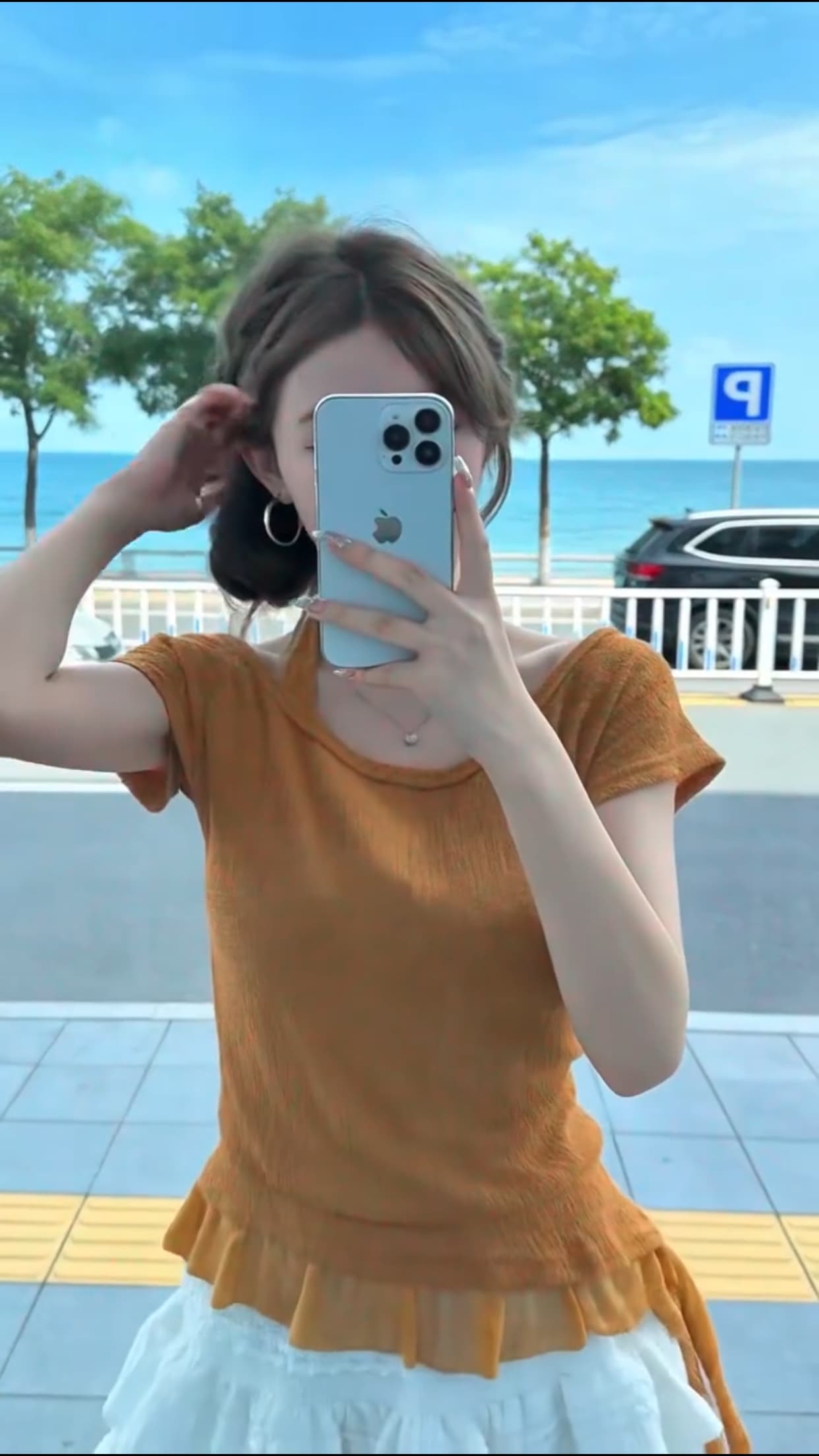 불규칙 패치워크 레이스 맨위 여성 상세 이미지 5