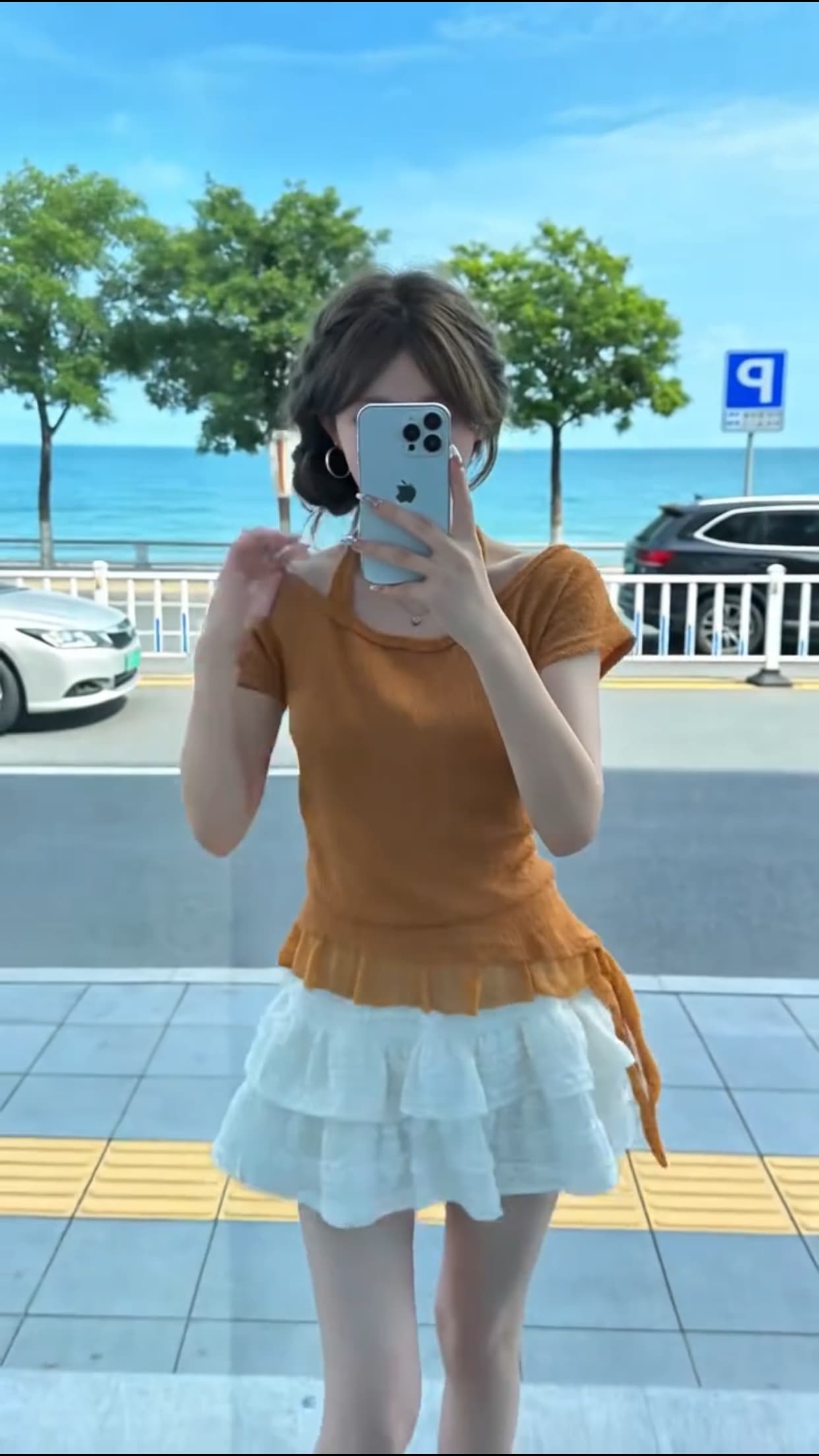 불규칙 패치워크 레이스 맨위 여성 상세 이미지 6