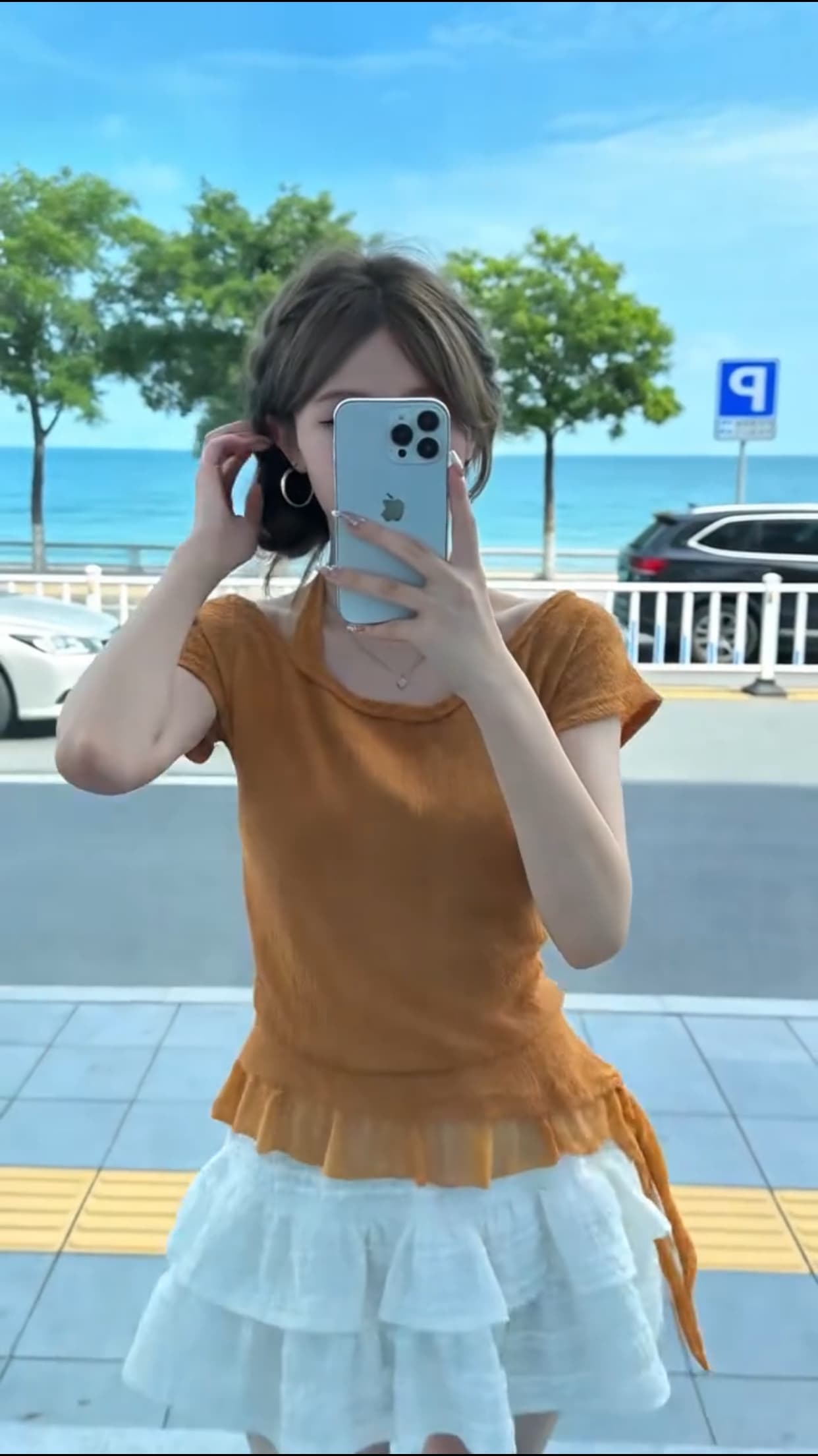 불규칙 패치워크 레이스 맨위 여성 상세 이미지 7
