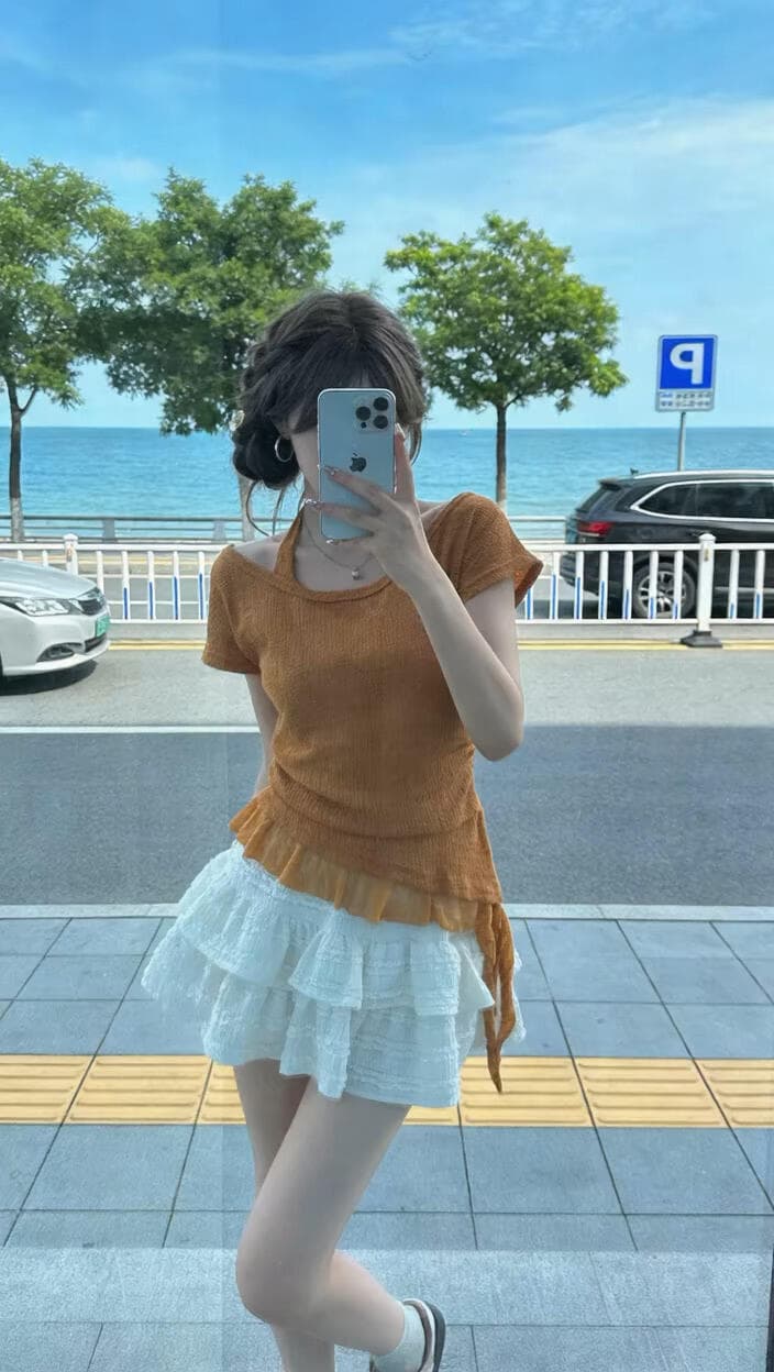불규칙 패치워크 레이스 맨위 여성 상세 이미지 9