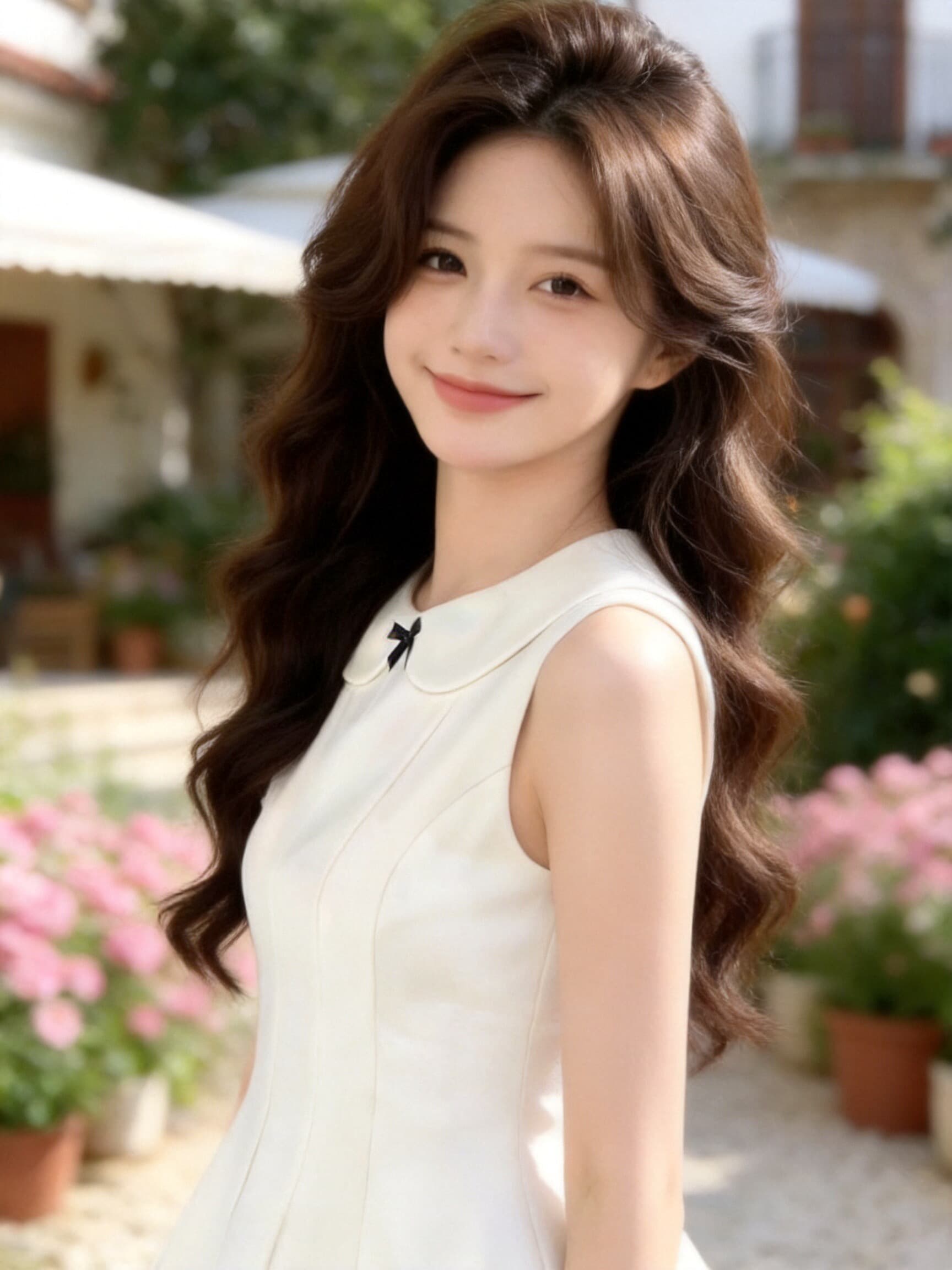 화이트 베이비 칼라 조끼 셔츠 맨위 여성 상세 이미지 6