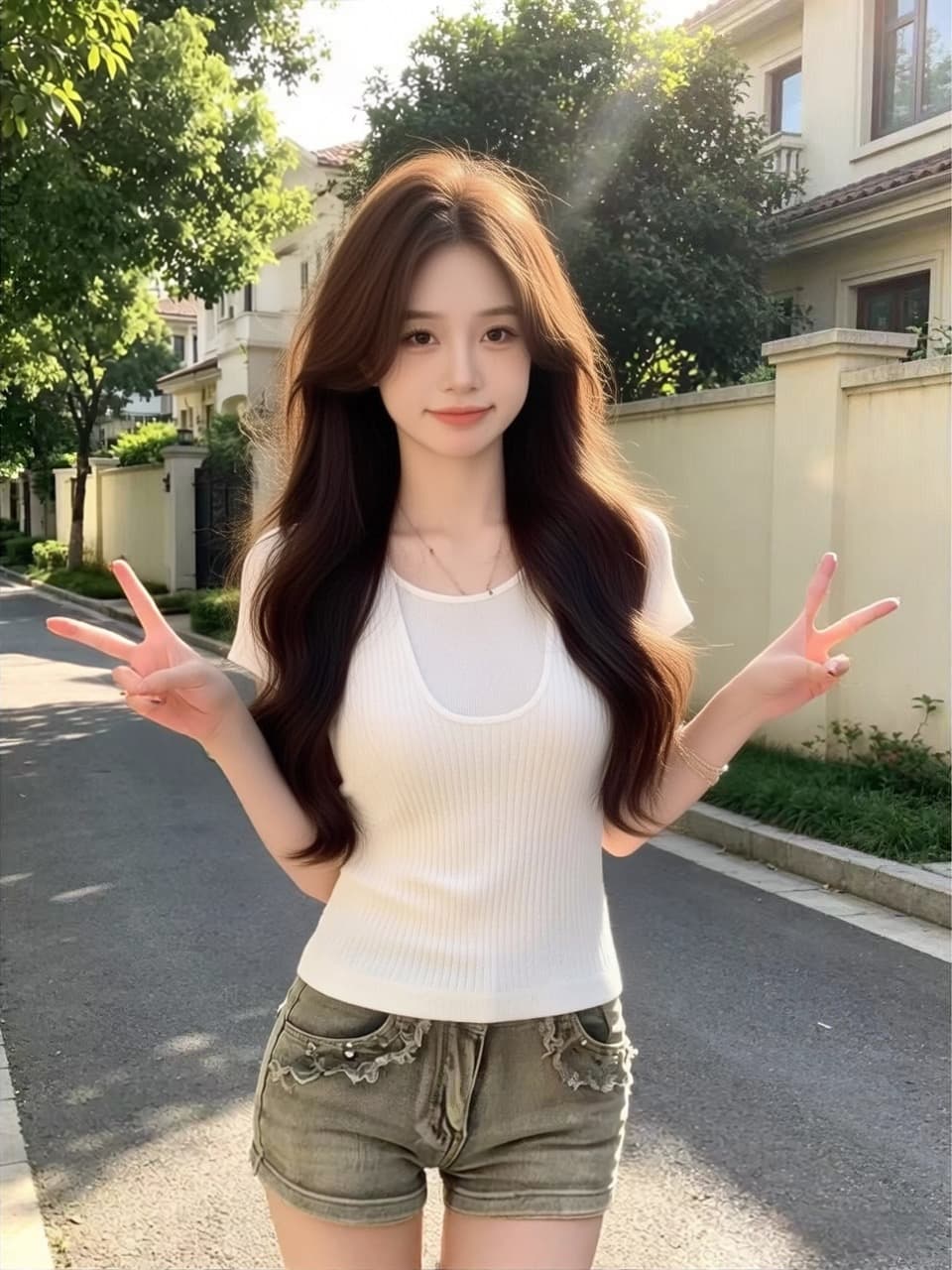 페이크 레이어드 행침 목 반팔 니트 맨위 여성 상세 이미지 2