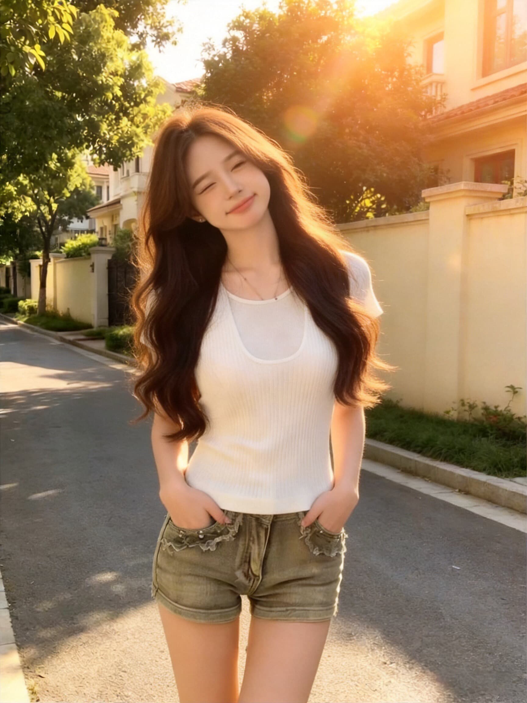 페이크 레이어드 행침 목 반팔 니트 맨위 여성 상세 이미지 3