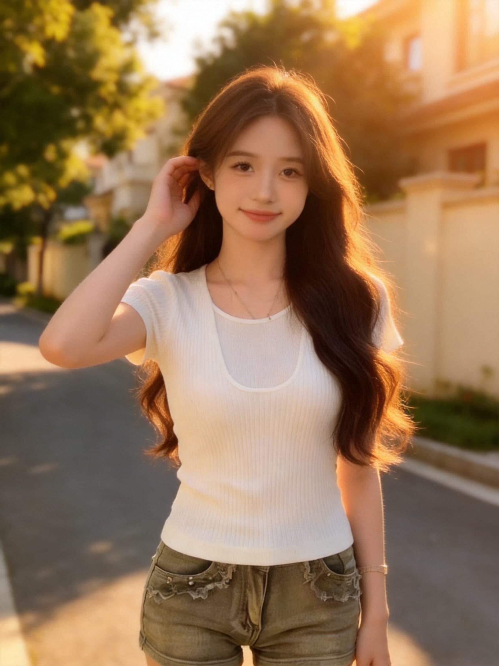 페이크 레이어드 행침 목 반팔 니트 맨위 여성 상세 이미지 4