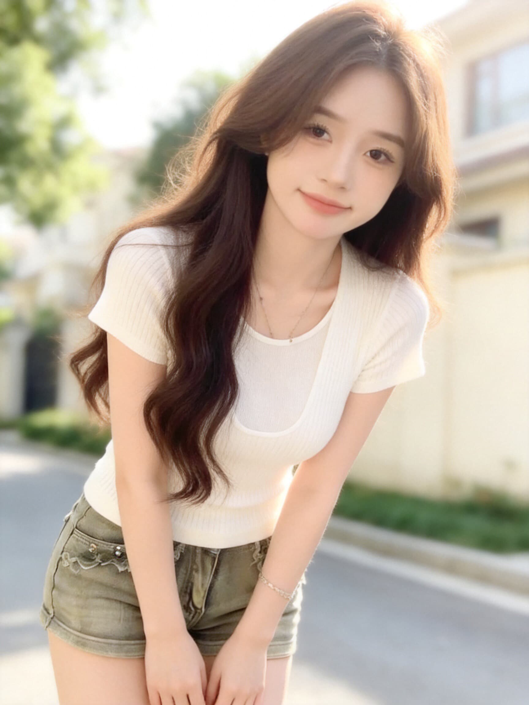 페이크 레이어드 행침 목 반팔 니트 맨위 여성 상세 이미지 5