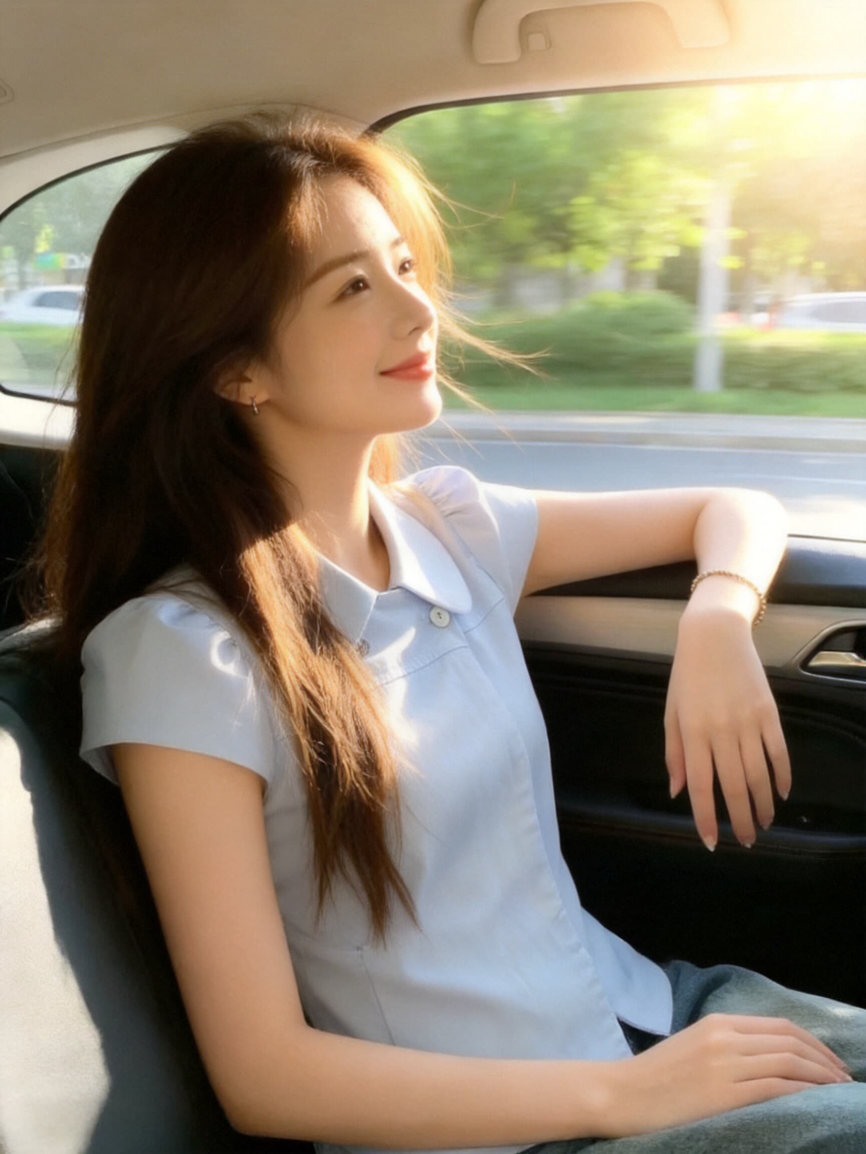 파란색 인형 셔츠 맨위 여성 상세 이미지 3