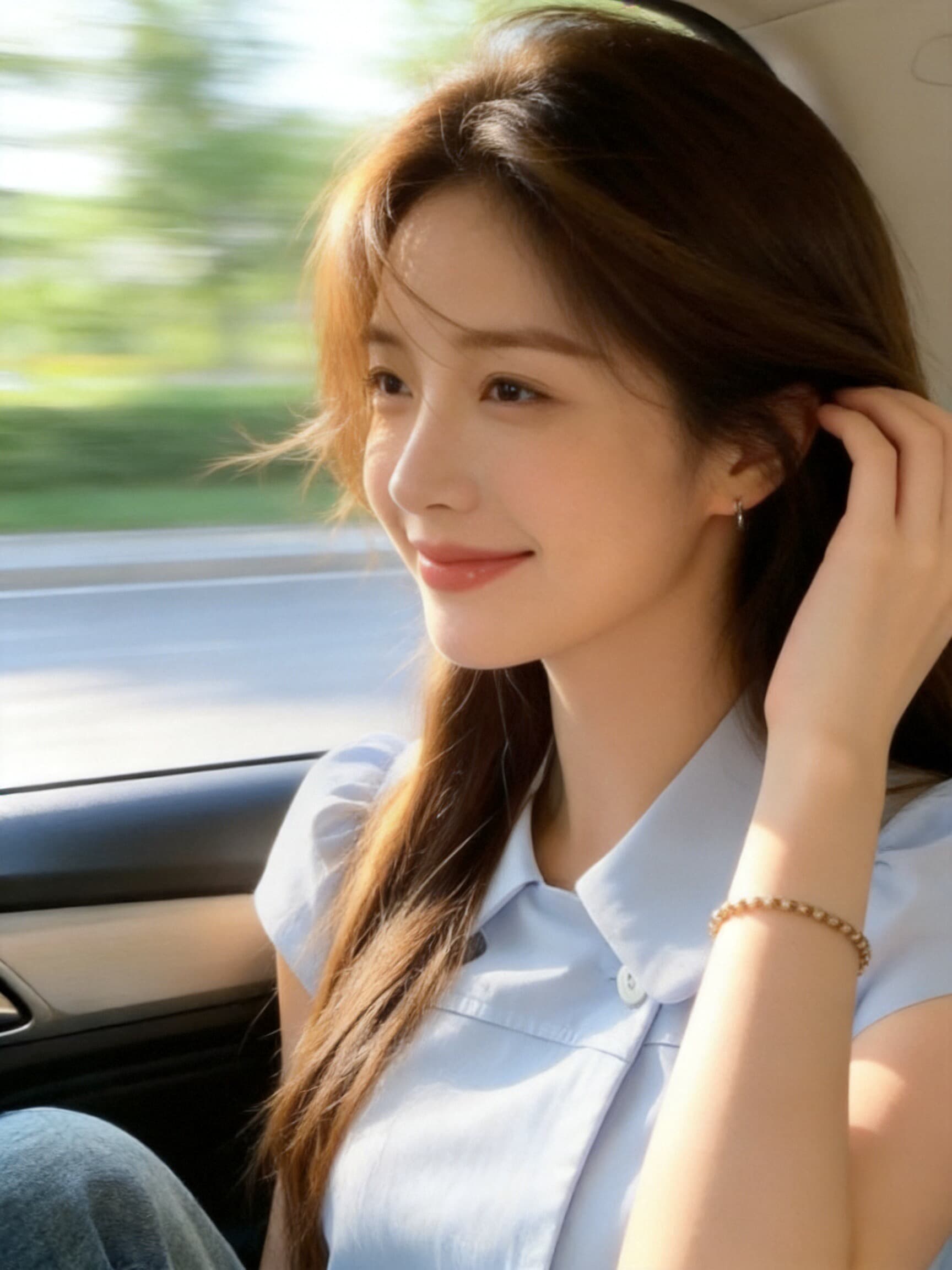 파란색 인형 셔츠 맨위 여성 상세 이미지 6