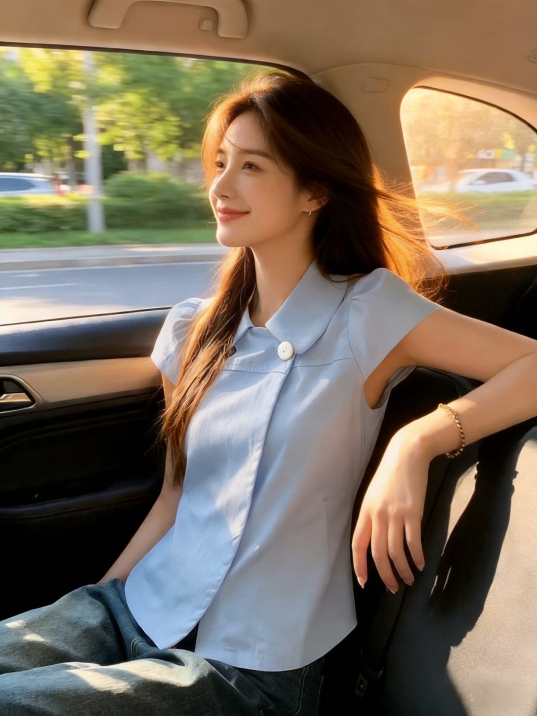 파란색 인형 셔츠 맨위 여성 상세 이미지 7