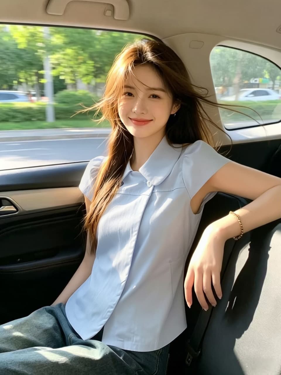 파란색 인형 셔츠 맨위 여성 상세 이미지 8