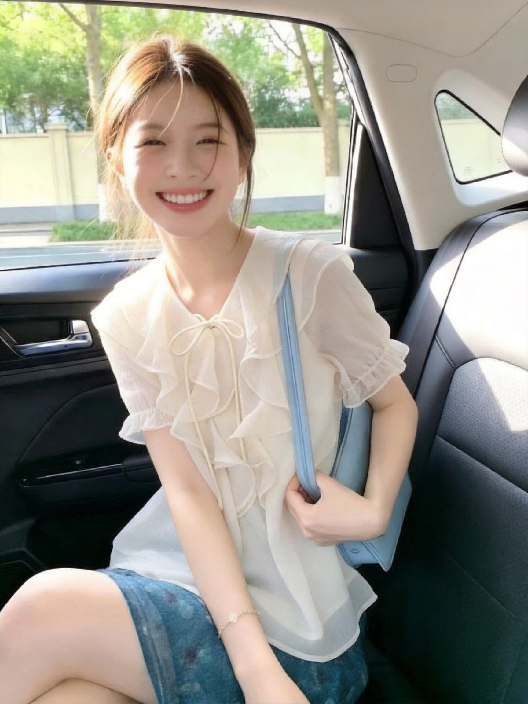 프릴 반팔 셔츠 맨위 여성 이미지 2