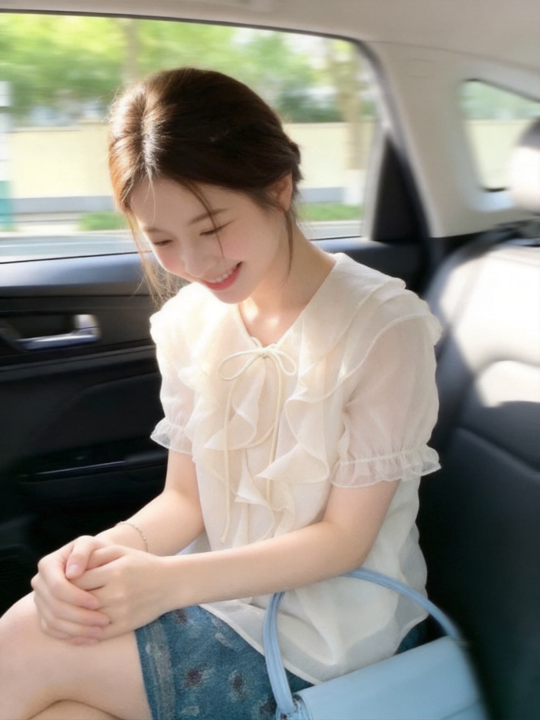 프릴 반팔 셔츠 맨위 여성 상세 이미지 3