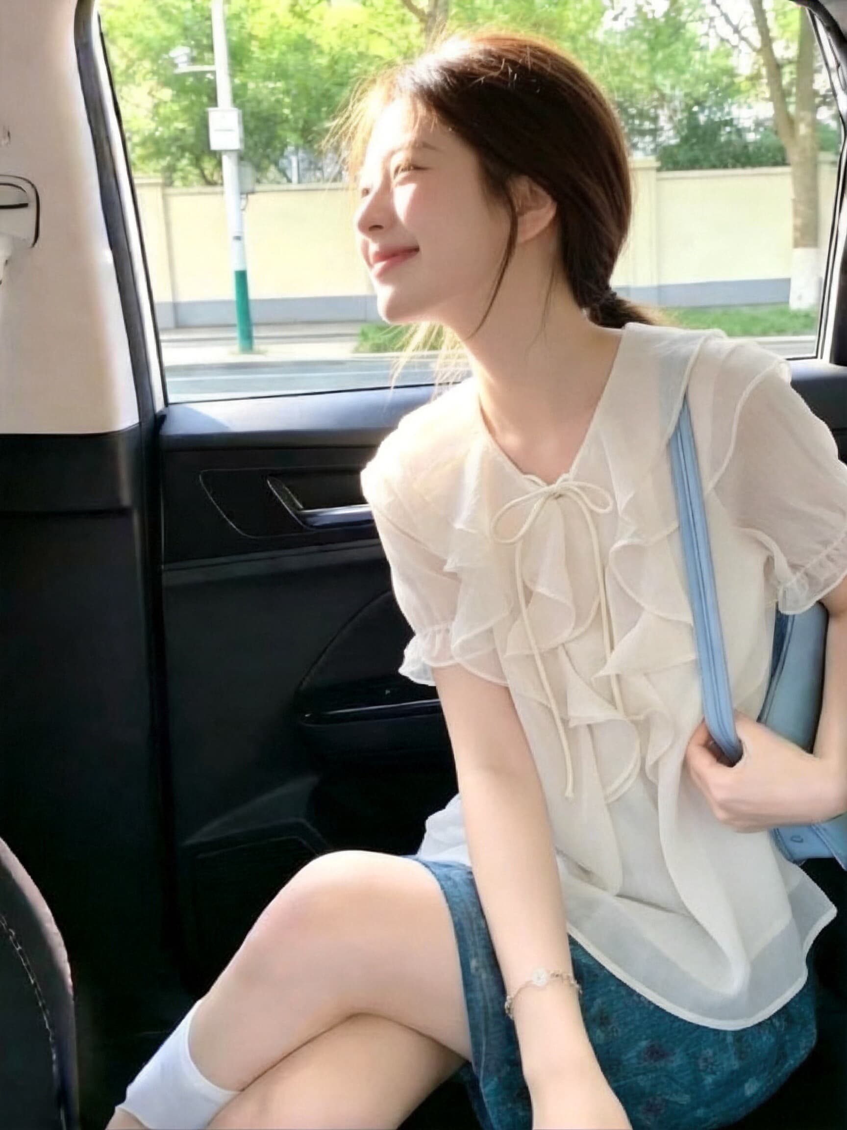 프릴 반팔 셔츠 맨위 여성 상세 이미지 5