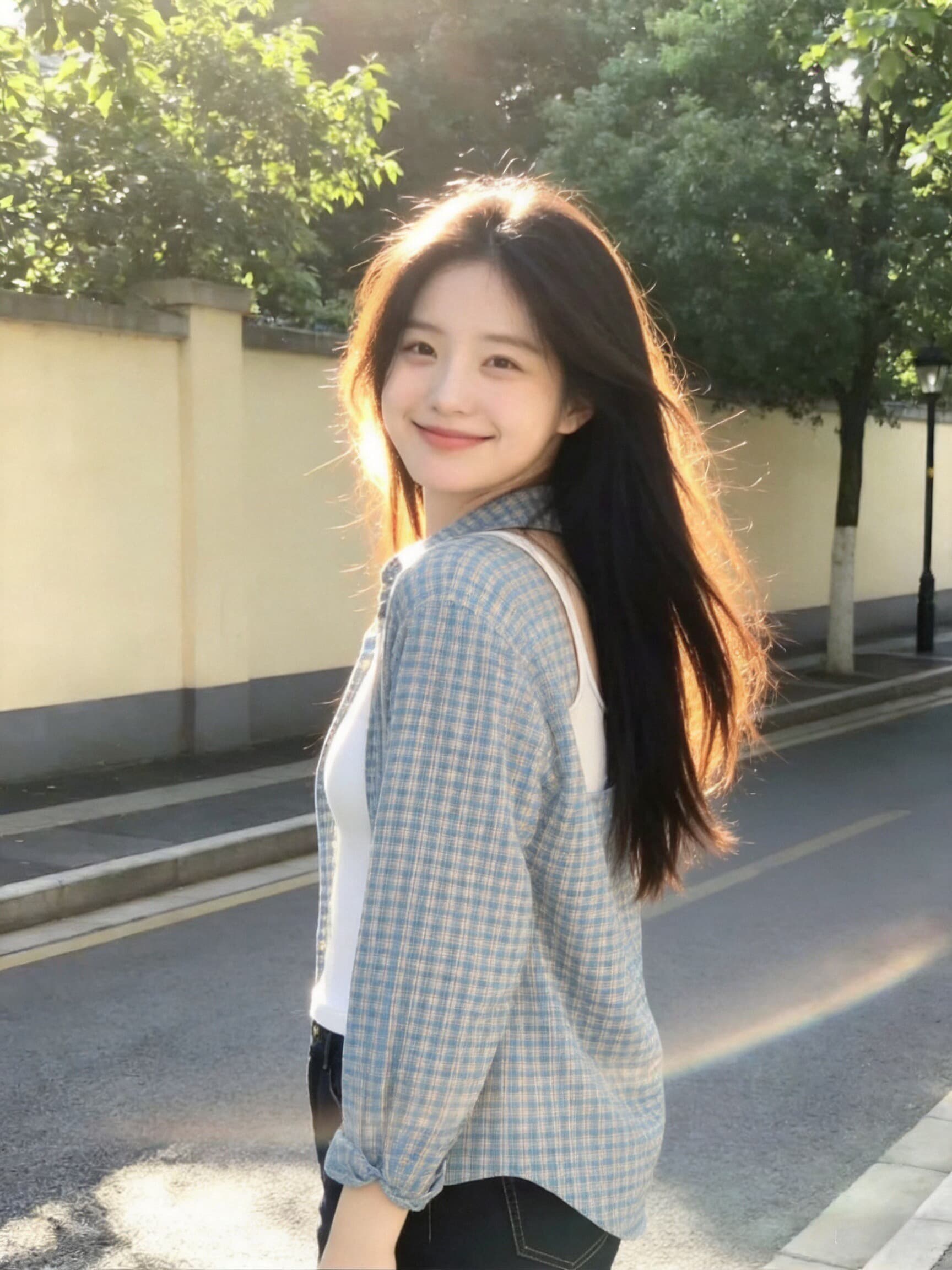 파란색 그리드 애버딘 재킷 셔츠 자외선 차단 맨위 여성 상세 이미지 4