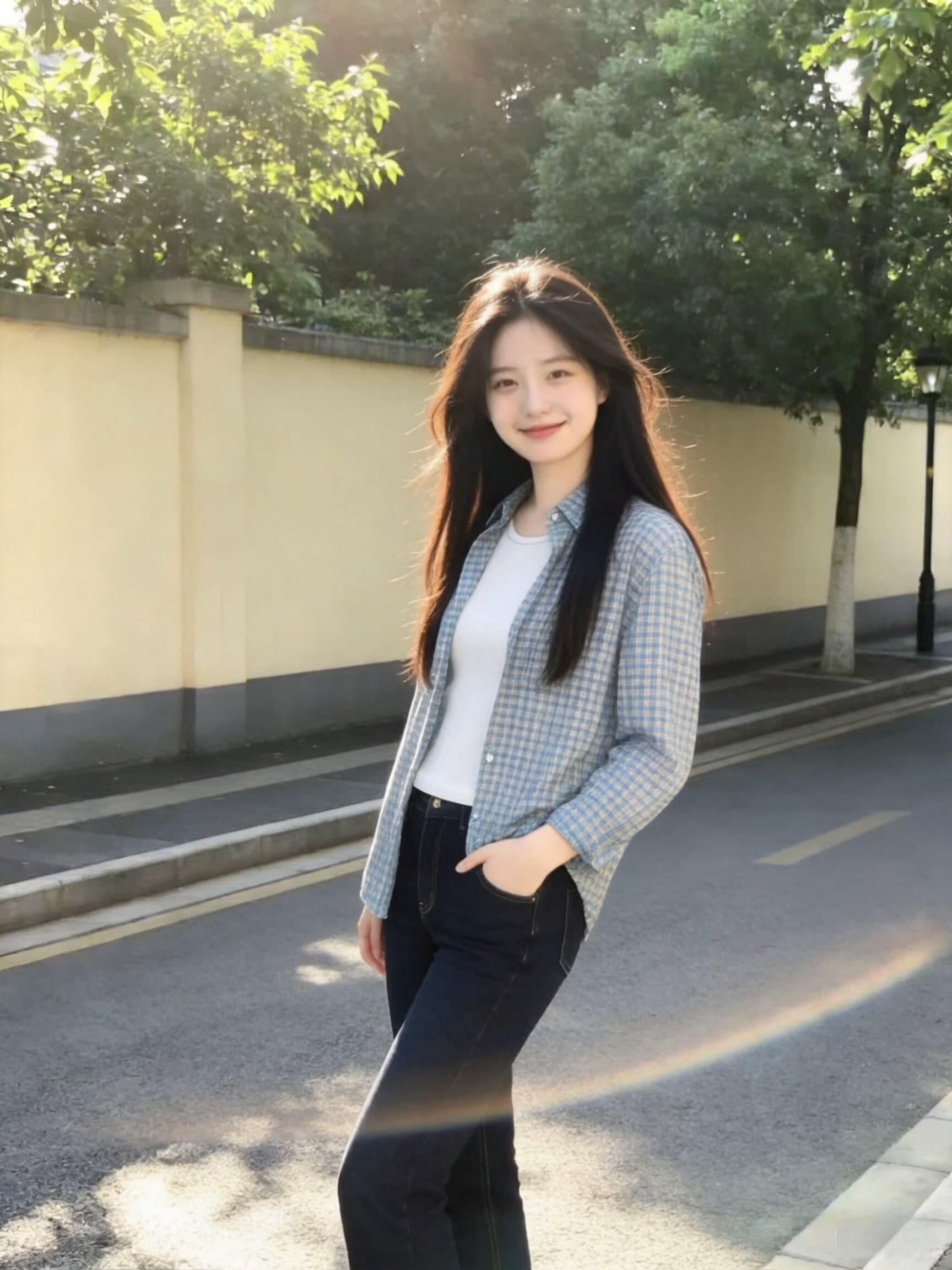 파란색 그리드 애버딘 재킷 셔츠 자외선 차단 맨위 여성 상세 이미지 8