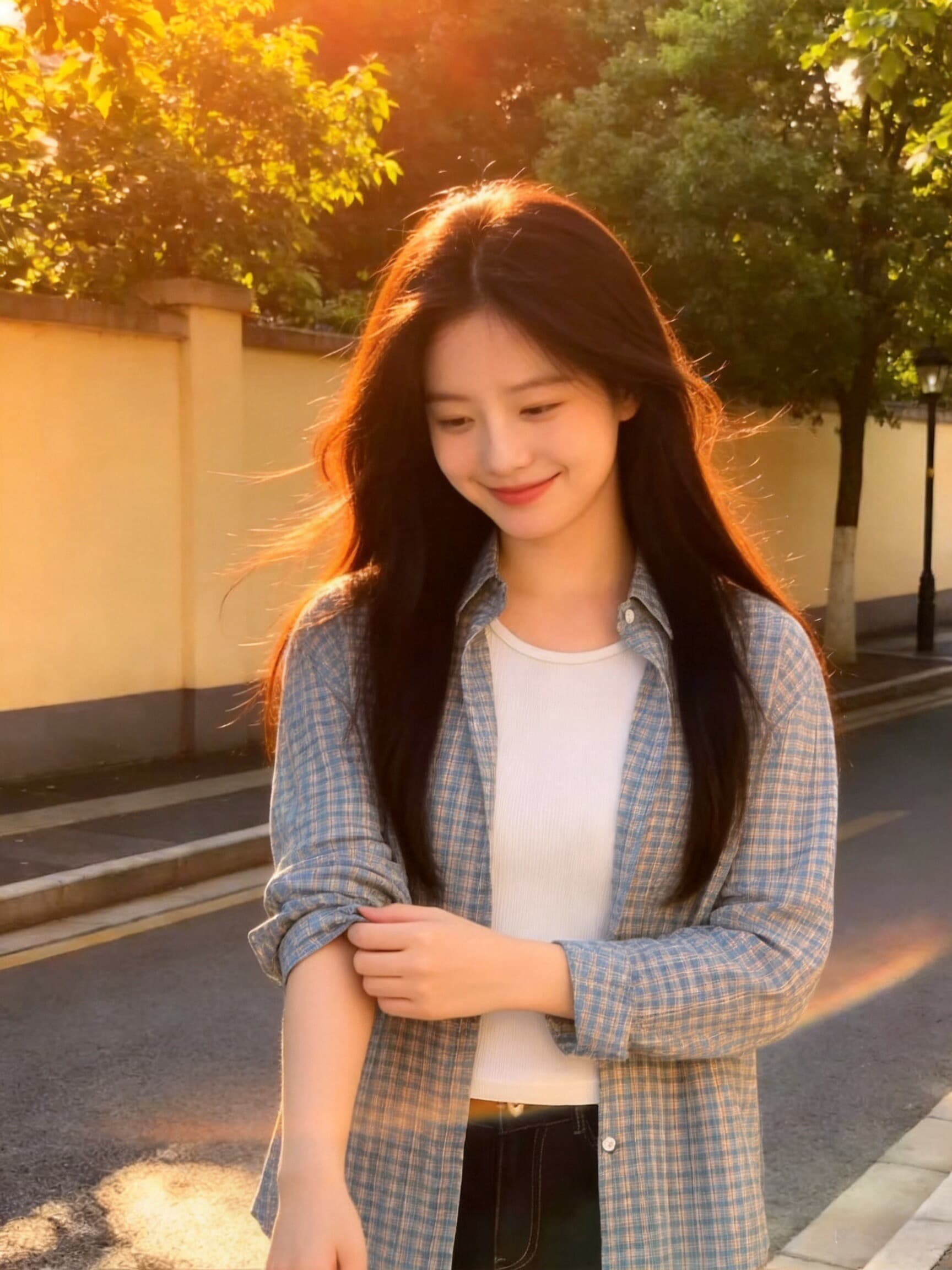파란색 그리드 애버딘 재킷 셔츠 자외선 차단 맨위 여성 상세 이미지 10
