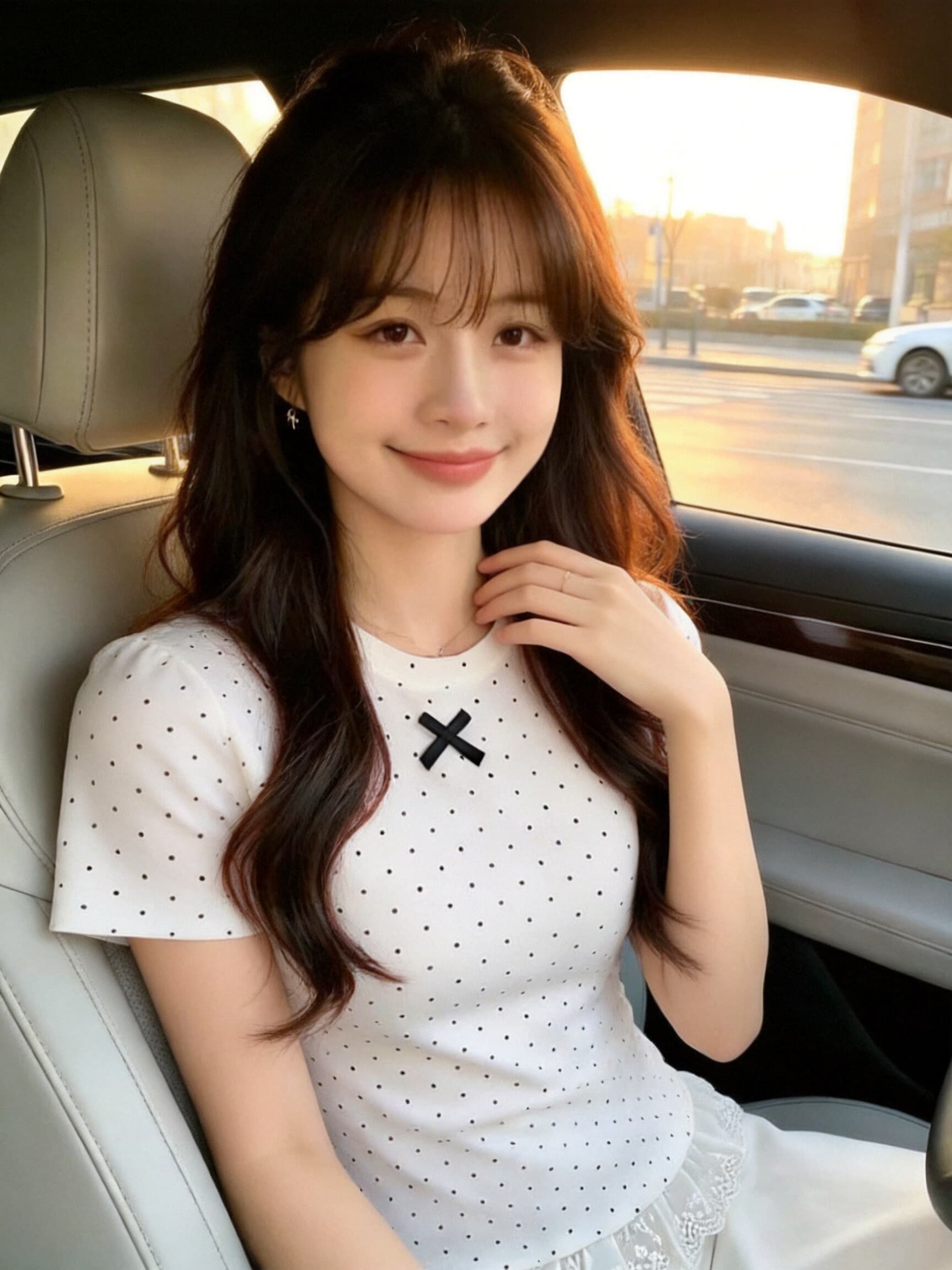 나비 매듭 레이스 패치워크 도트 무늬 맨위 여성 상세 이미지 2