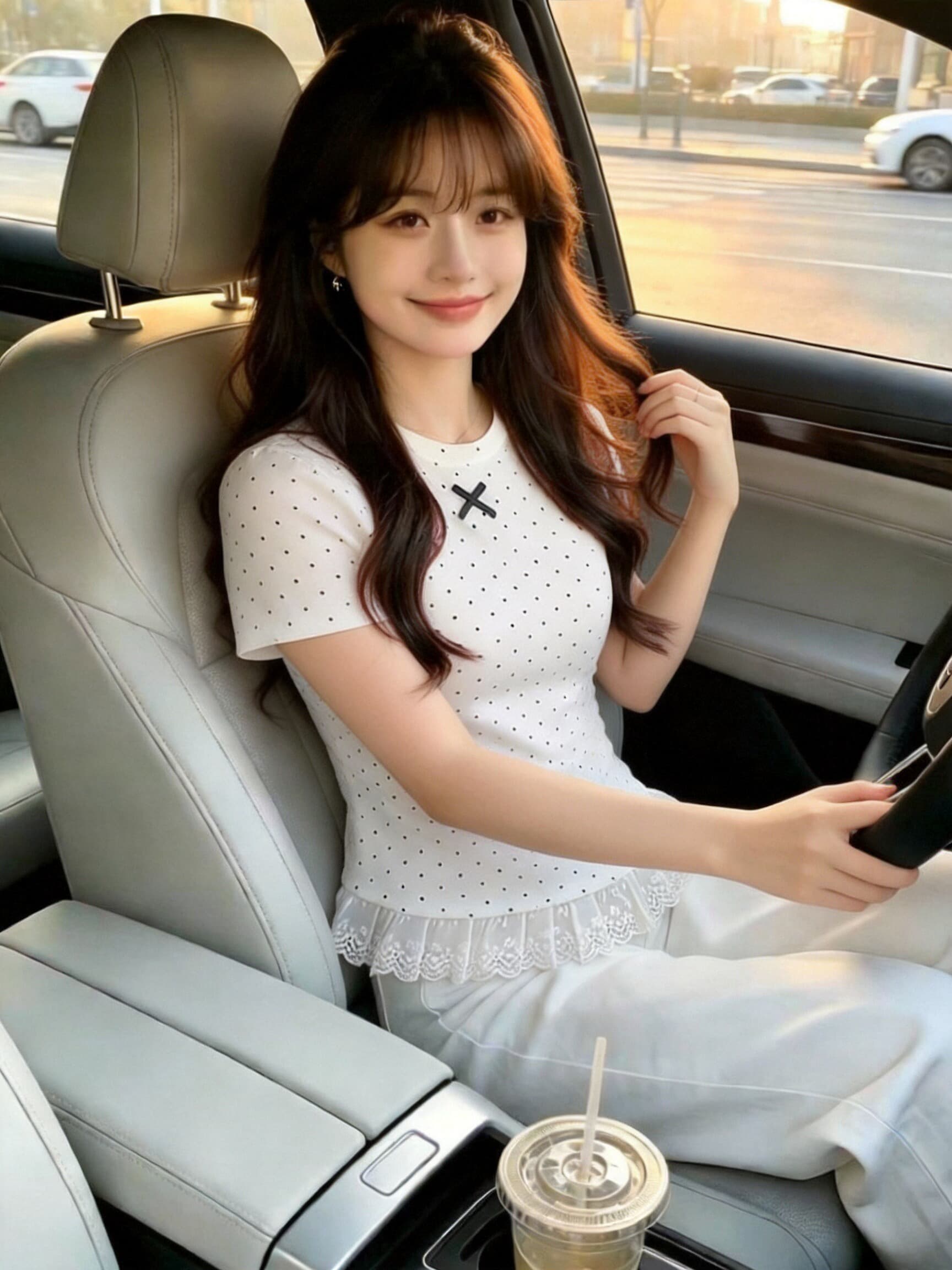 나비 매듭 레이스 패치워크 도트 무늬 맨위 여성 상세 이미지 5