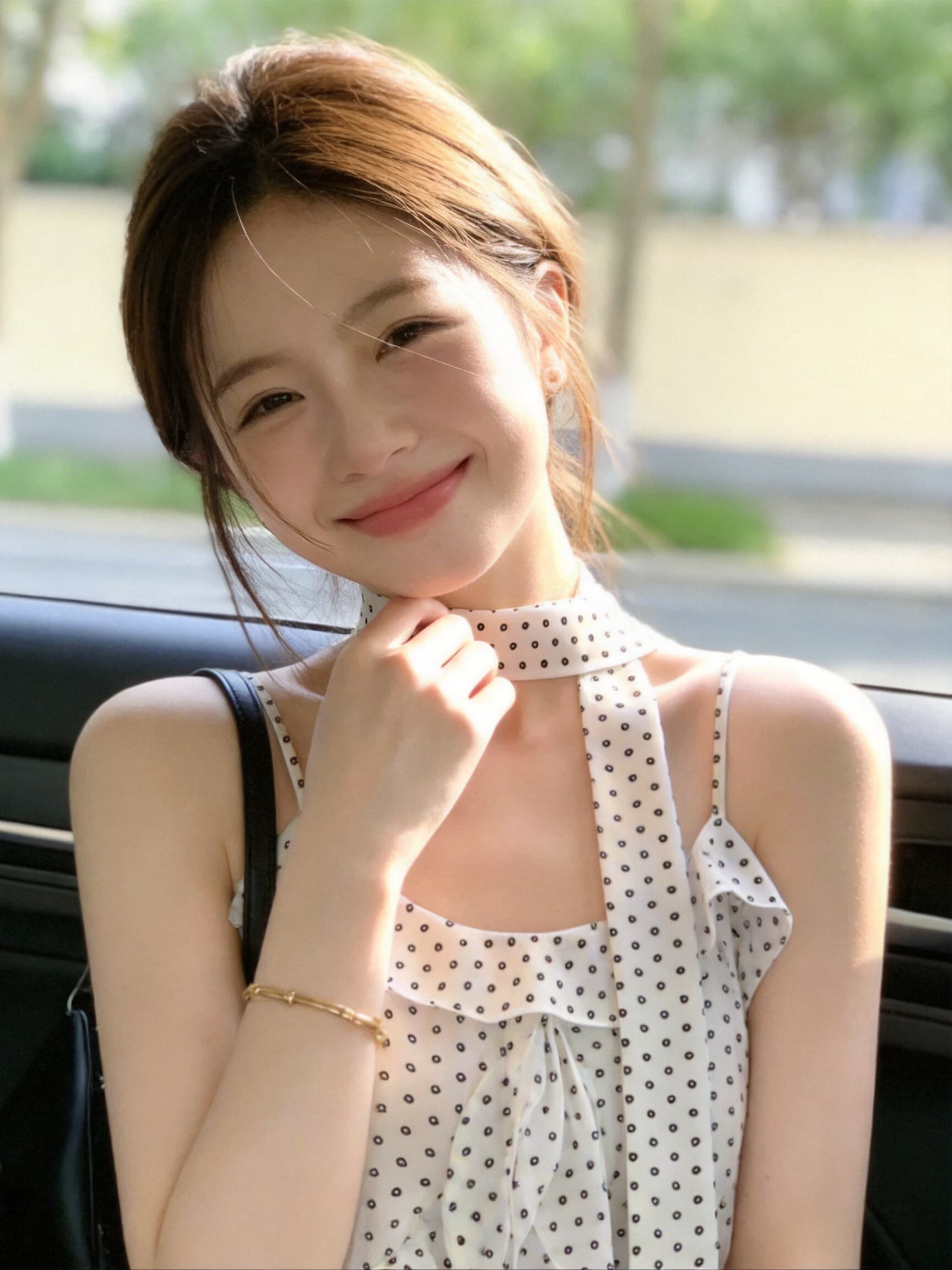 도트 무늬 슬립 프릴 맨위 여성 상세 이미지 7