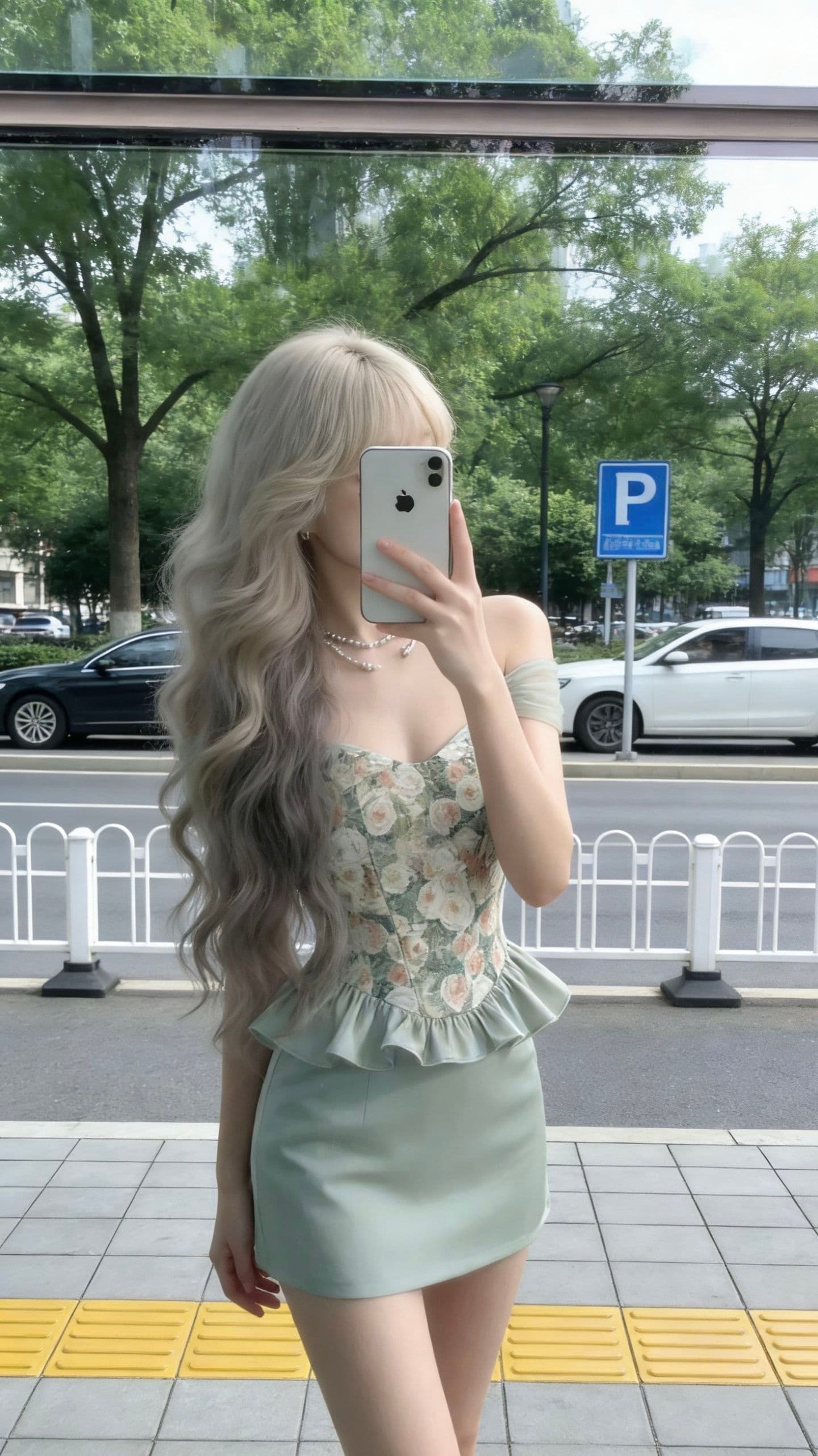보트넥 꽃무늬 패치워크 허리 수축 맨위 여성 상세 이미지 5