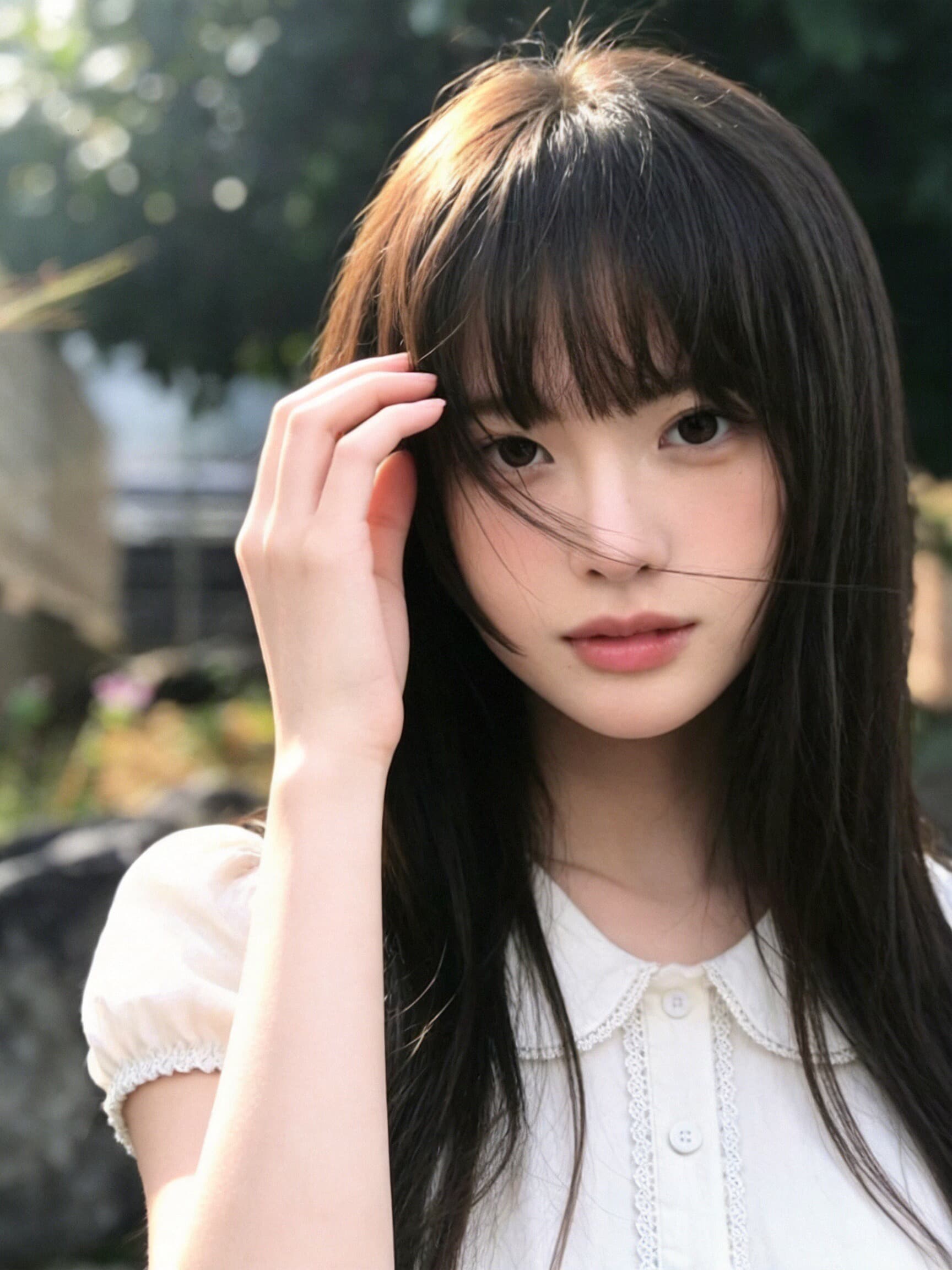 레이스 조각 베이비 칼라 셔츠 맨위 여성 상세 이미지 8