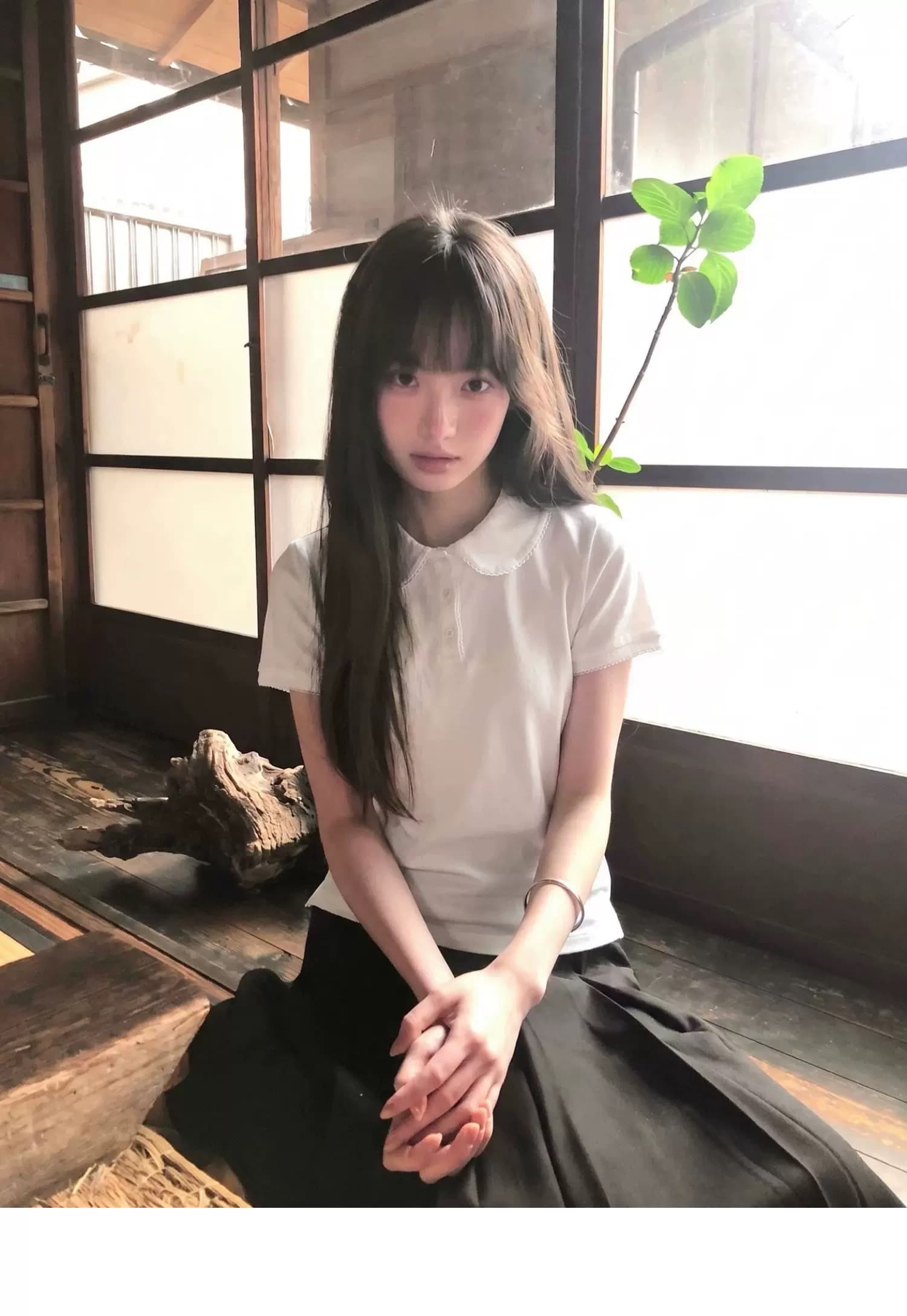 레이스 베이비 칼라 폴로 칼라 맨위 여성 상세 이미지 3